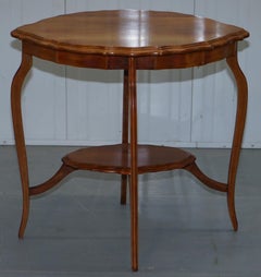 Lovely Decorative Satinwood Occasional Centre Table Scalloped Edge Ornate Legs