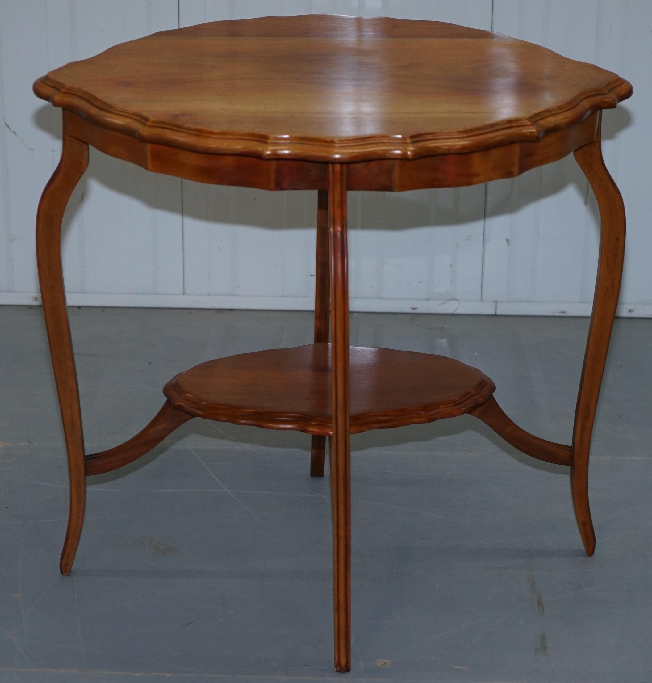 Edwardian Lovely Decorative Satinwood Occasional Centre Table Scalloped Edge Ornate Legs For Sale