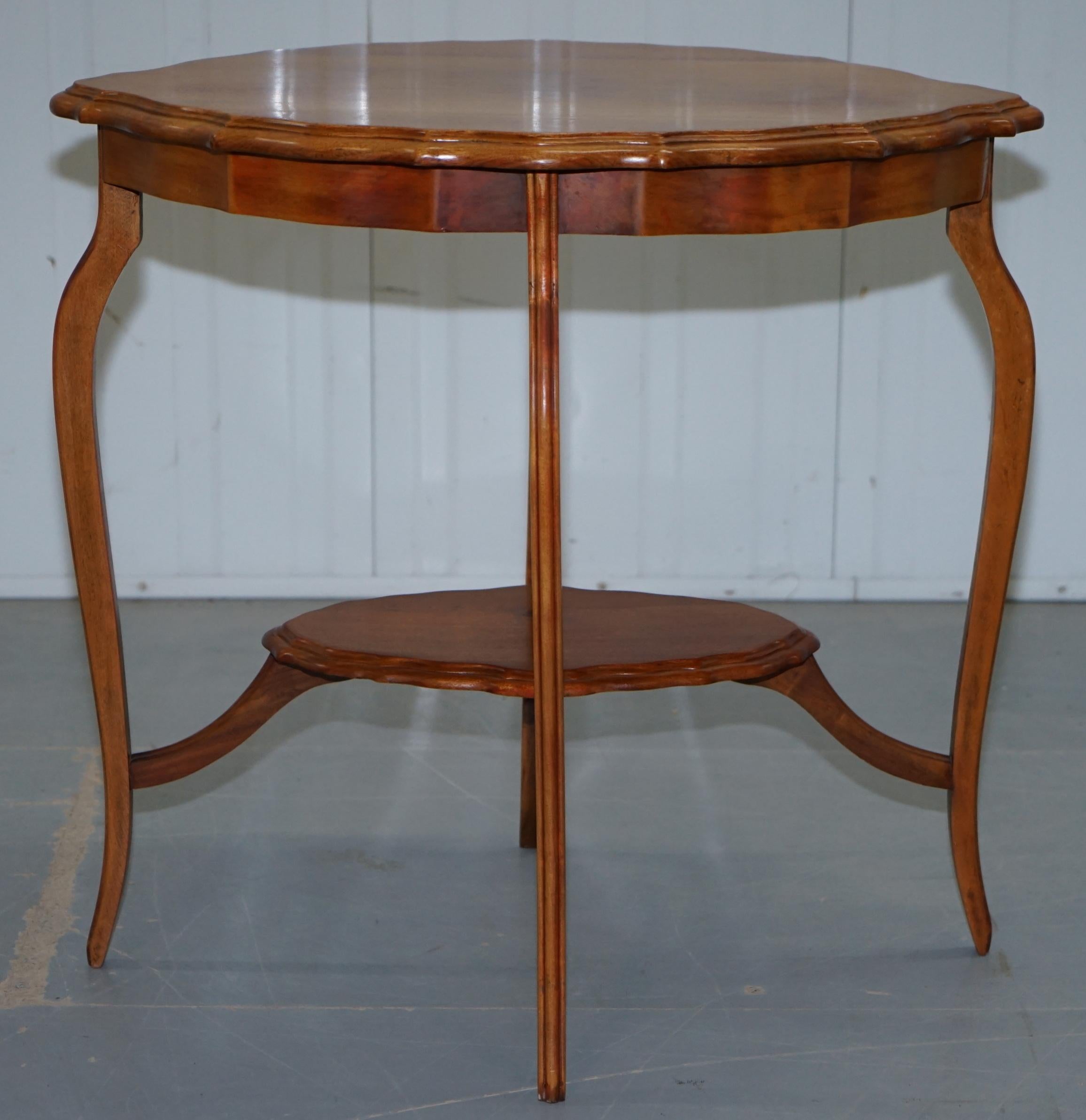20th Century Lovely Decorative Satinwood Occasional Centre Table Scalloped Edge Ornate Legs For Sale