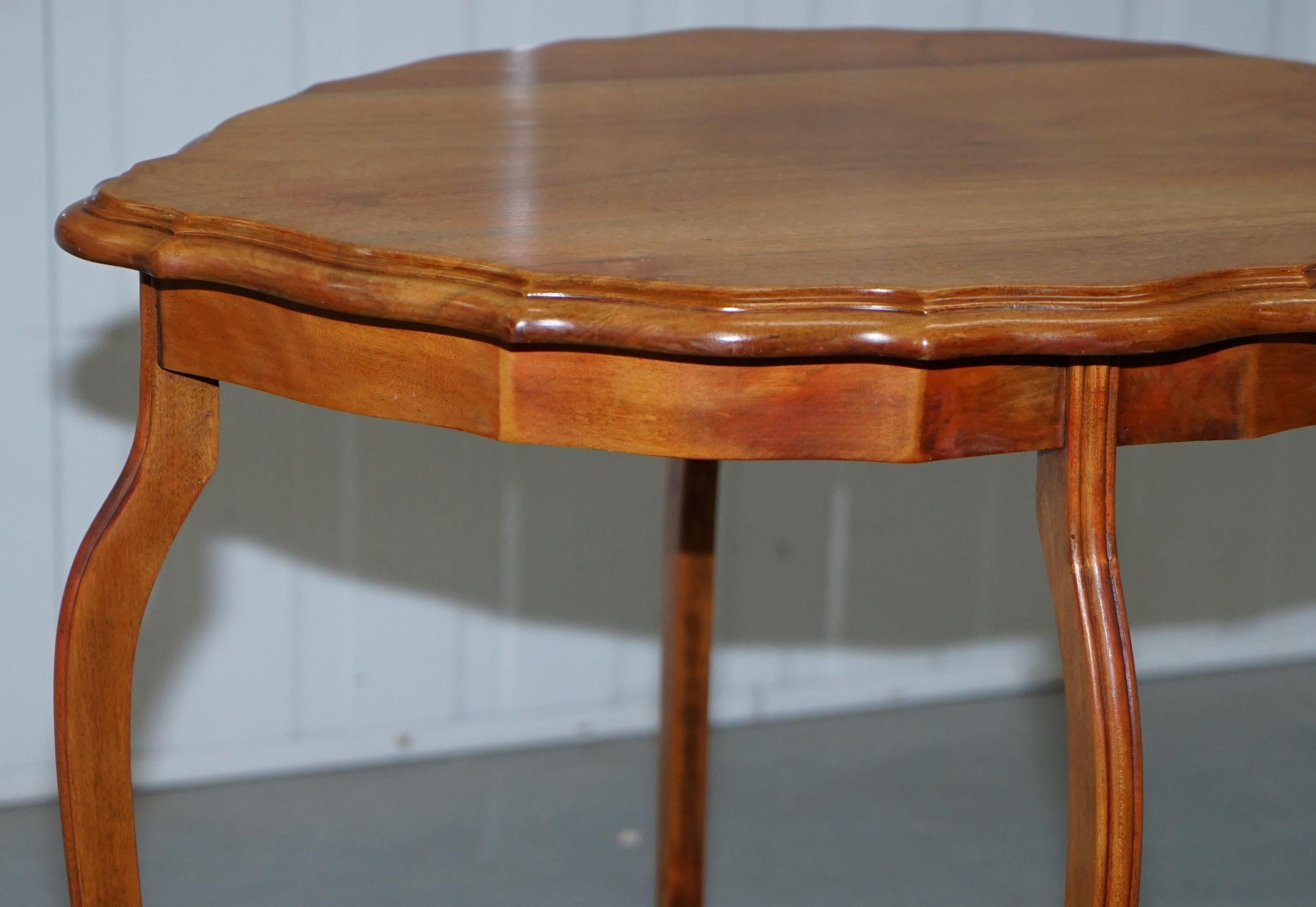 Lovely Decorative Satinwood Occasional Centre Table Scalloped Edge Ornate Legs For Sale 1