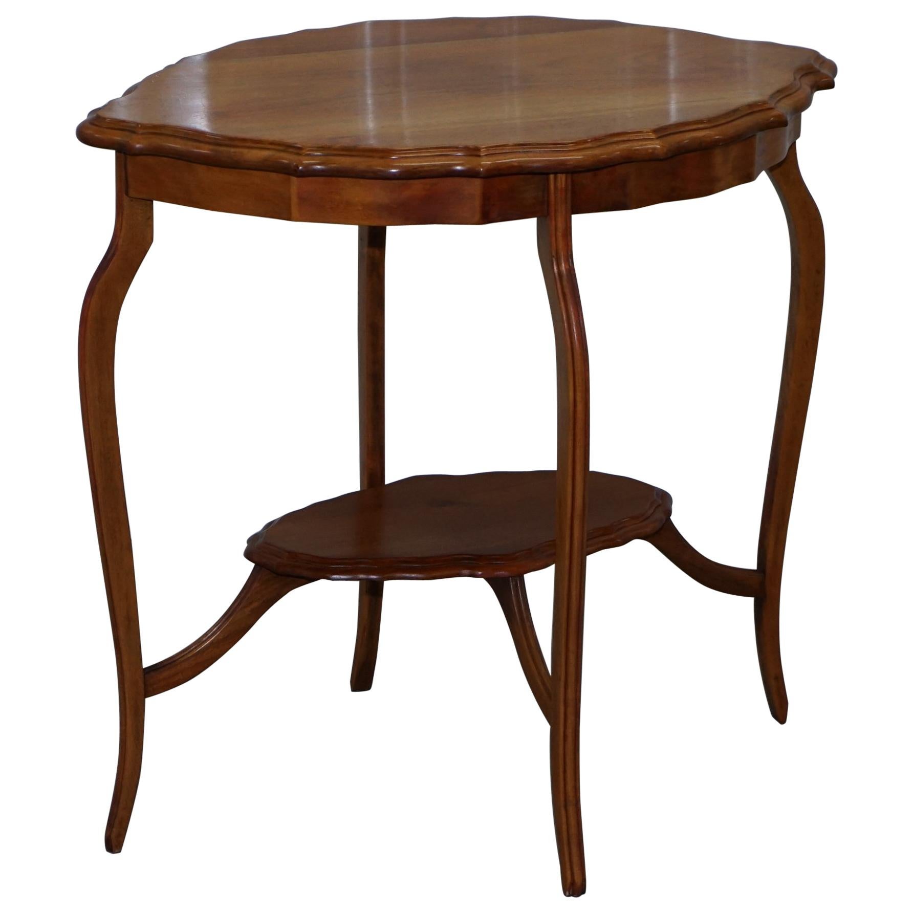 Lovely Decorative Satinwood Occasional Centre Table Scalloped Edge Ornate Legs For Sale