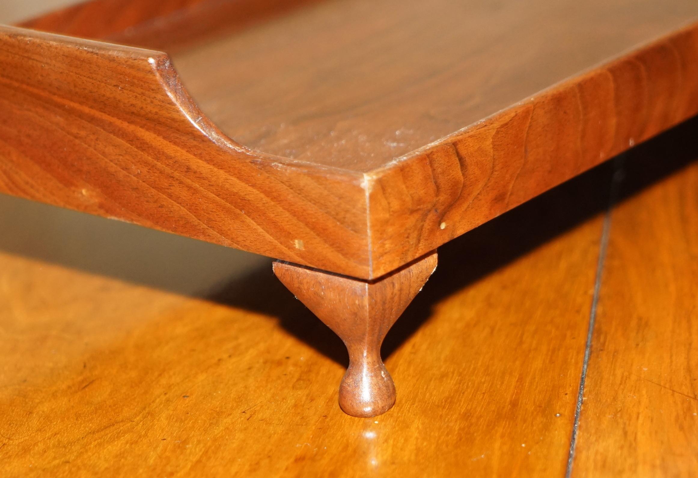 Hand-Crafted Lovely Decorative Vintage Hardwood Small Serving Tray with Tiny Cabriole Legs For Sale