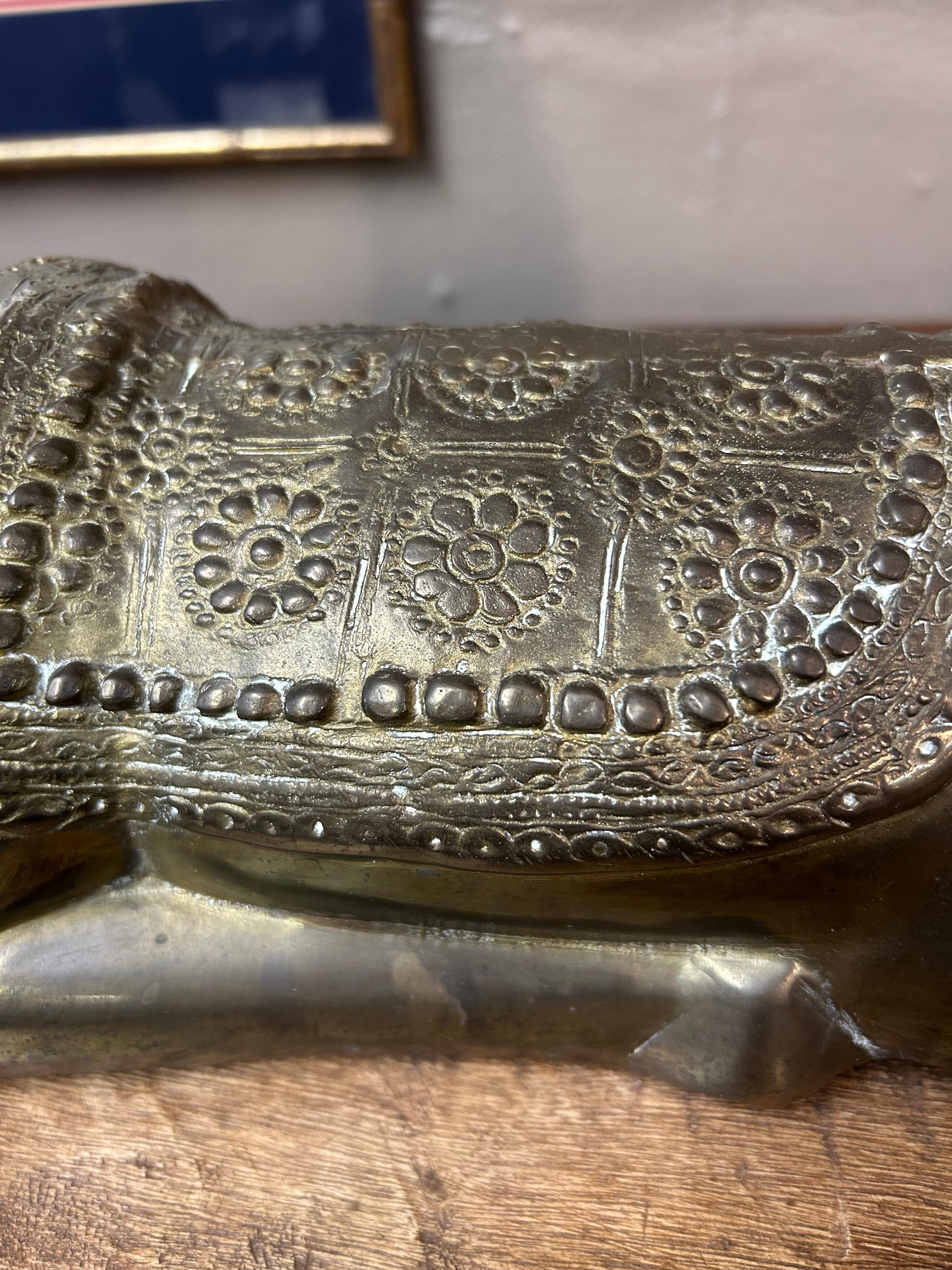 American Lovely Detailed Cast Brass Recumbent Deer Sculpture For Sale