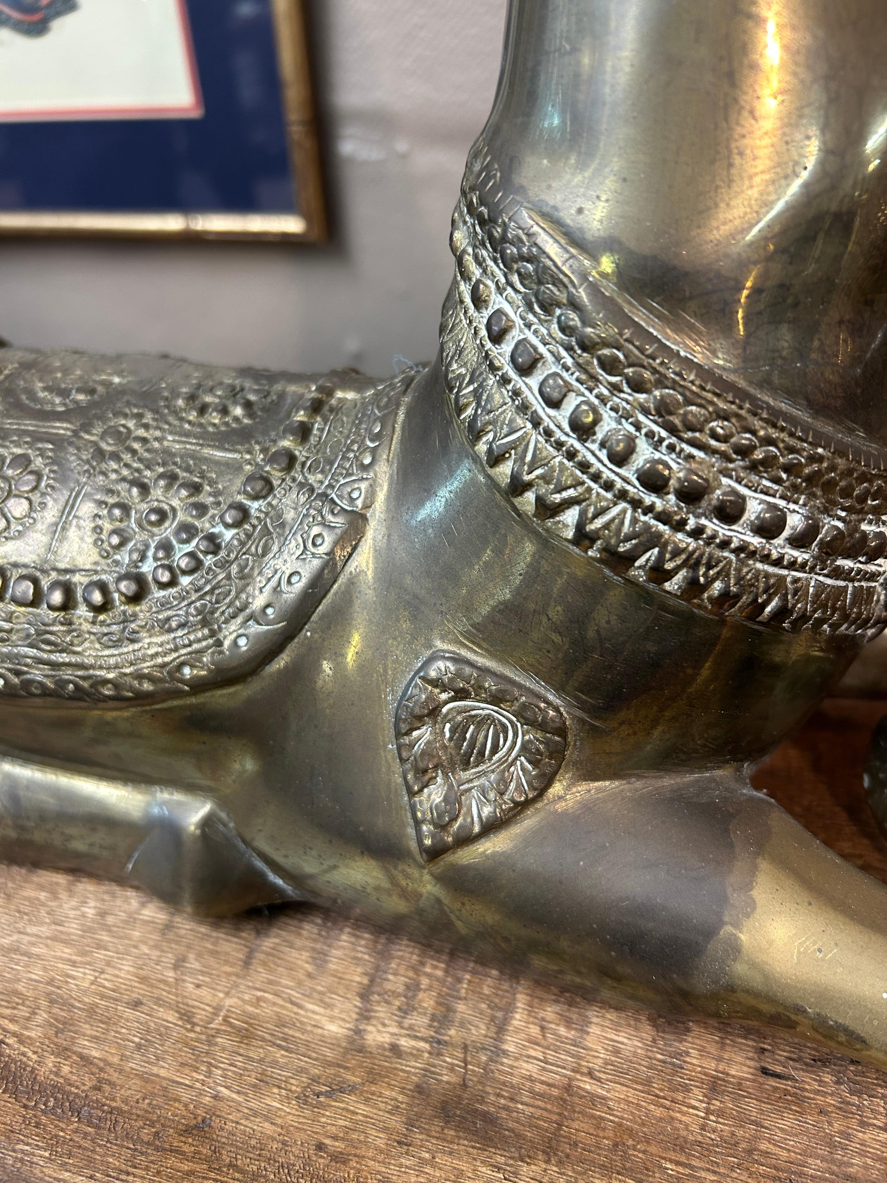 Lovely Detailed Cast Brass Recumbent Deer Sculpture In Good Condition For Sale In Hopewell, NJ