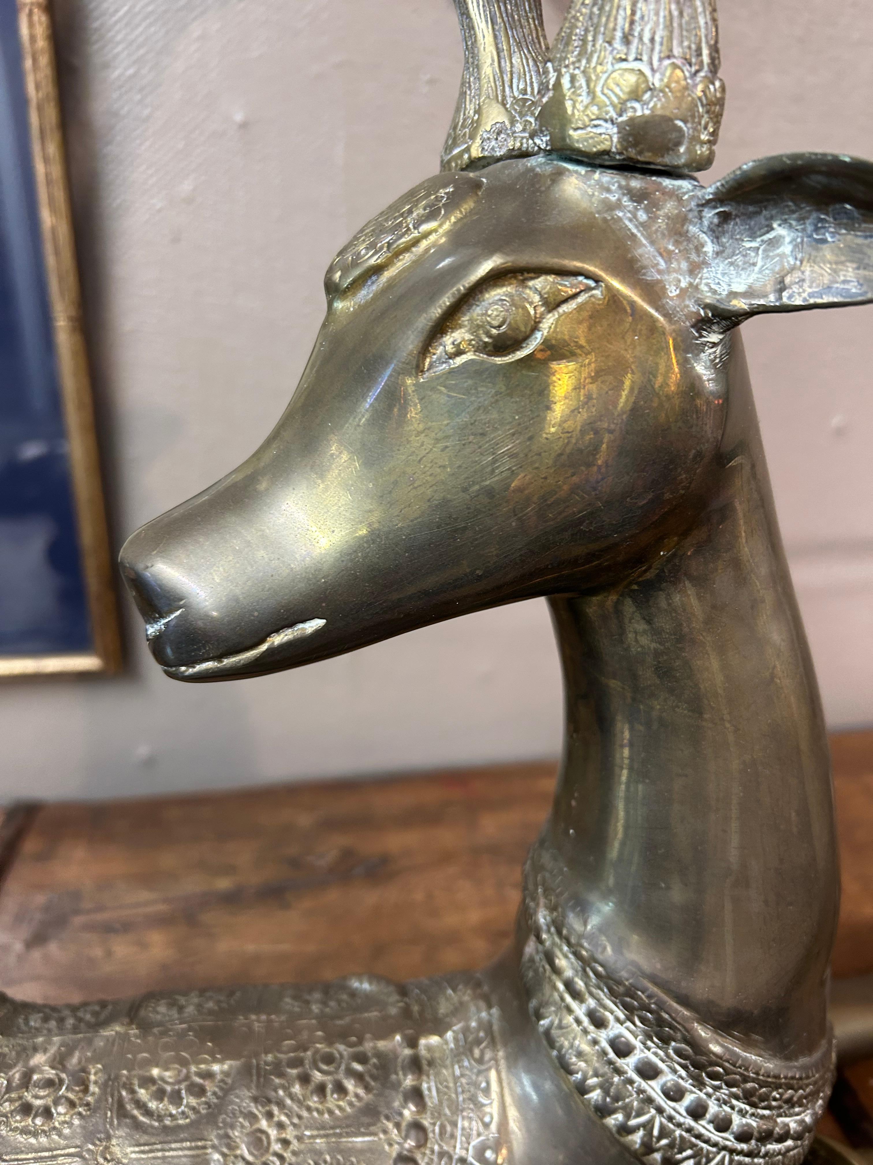 Lovely Detailed Cast Brass Recumbent Deer Sculpture For Sale 3