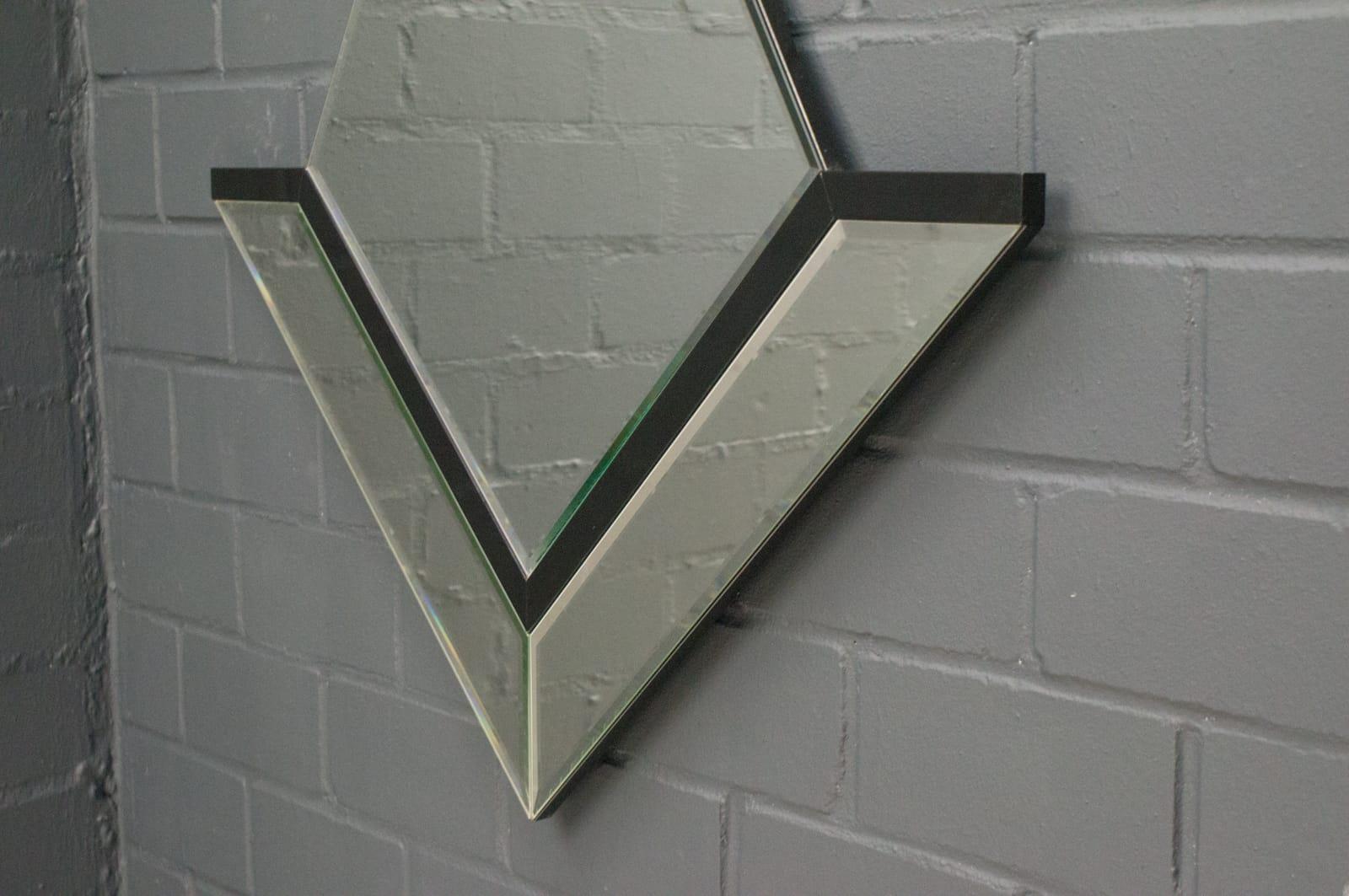 German Lovely Diamond Wall Mirror with Faceted Stained Glass Rim by Schönbuch, 1970s For Sale