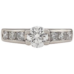Lovely Diamond and 18 Karat White Gold Engagement Ring