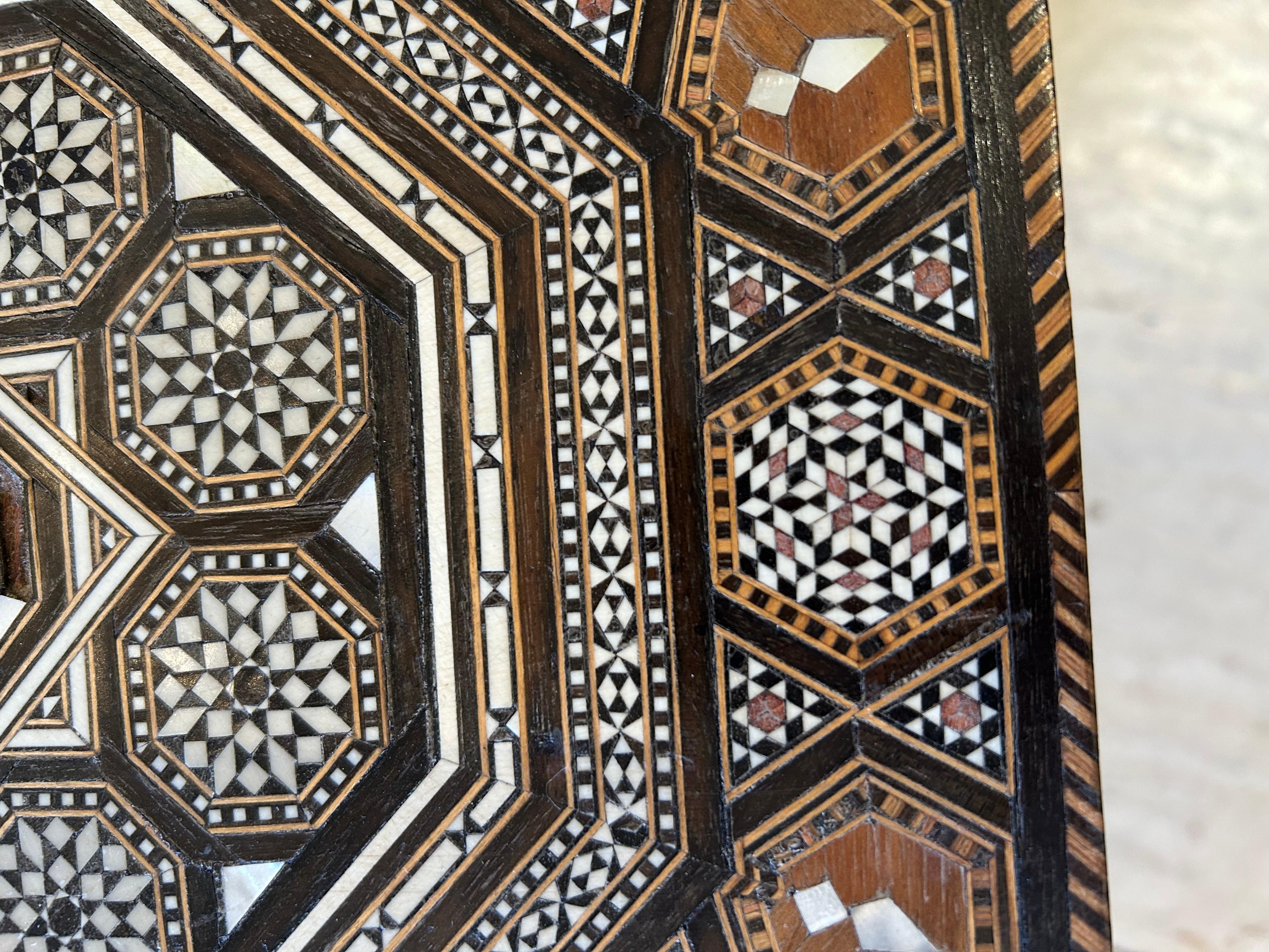 Inlay Lovely Diminutive Octagonal Inlaid Moroccan Martini Table For Sale