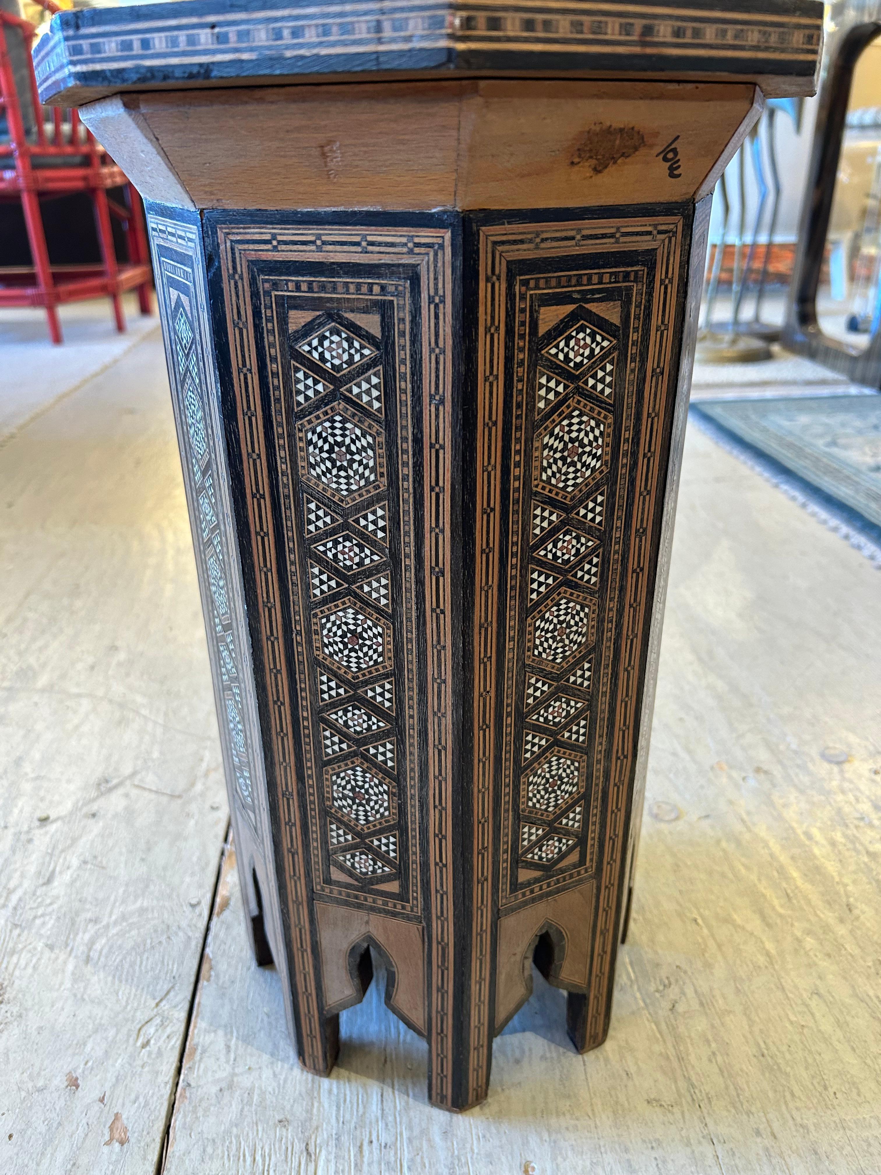 Mid-20th Century Lovely Diminutive Octagonal Inlaid Moroccan Martini Table For Sale