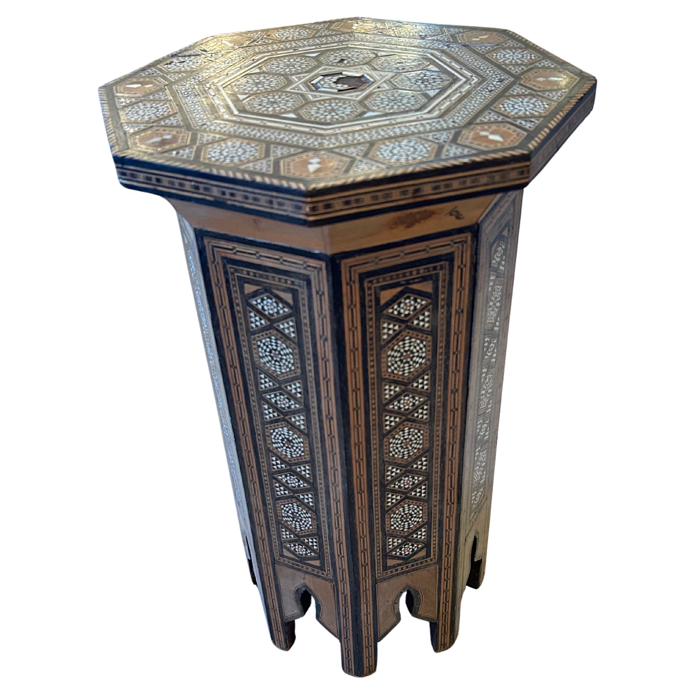 Lovely Diminutive Octagonal Inlaid Moroccan Martini Table For Sale