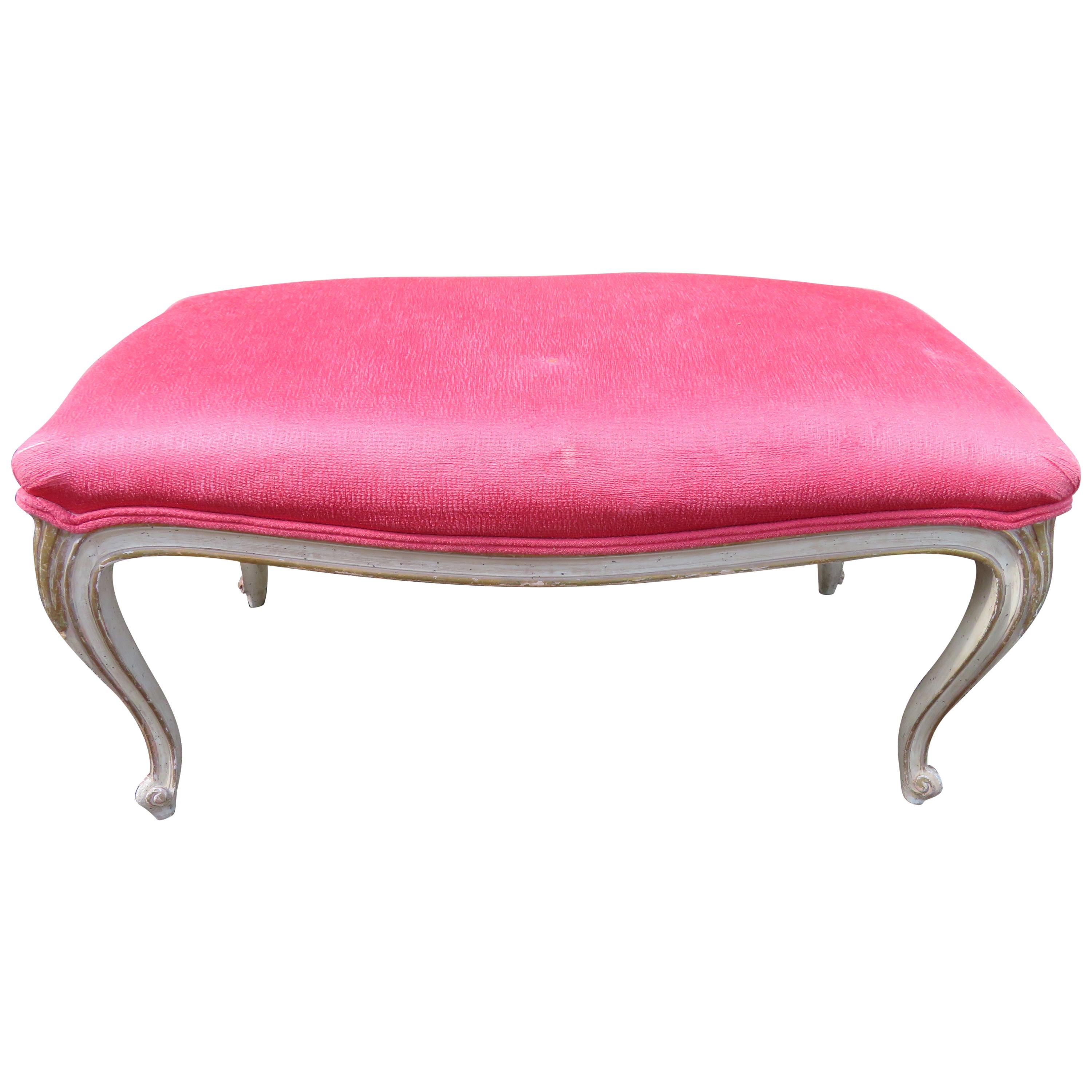 Lovely Dorothy Draper Style Cabriole Leg Bench Hollywood Regency For Sale