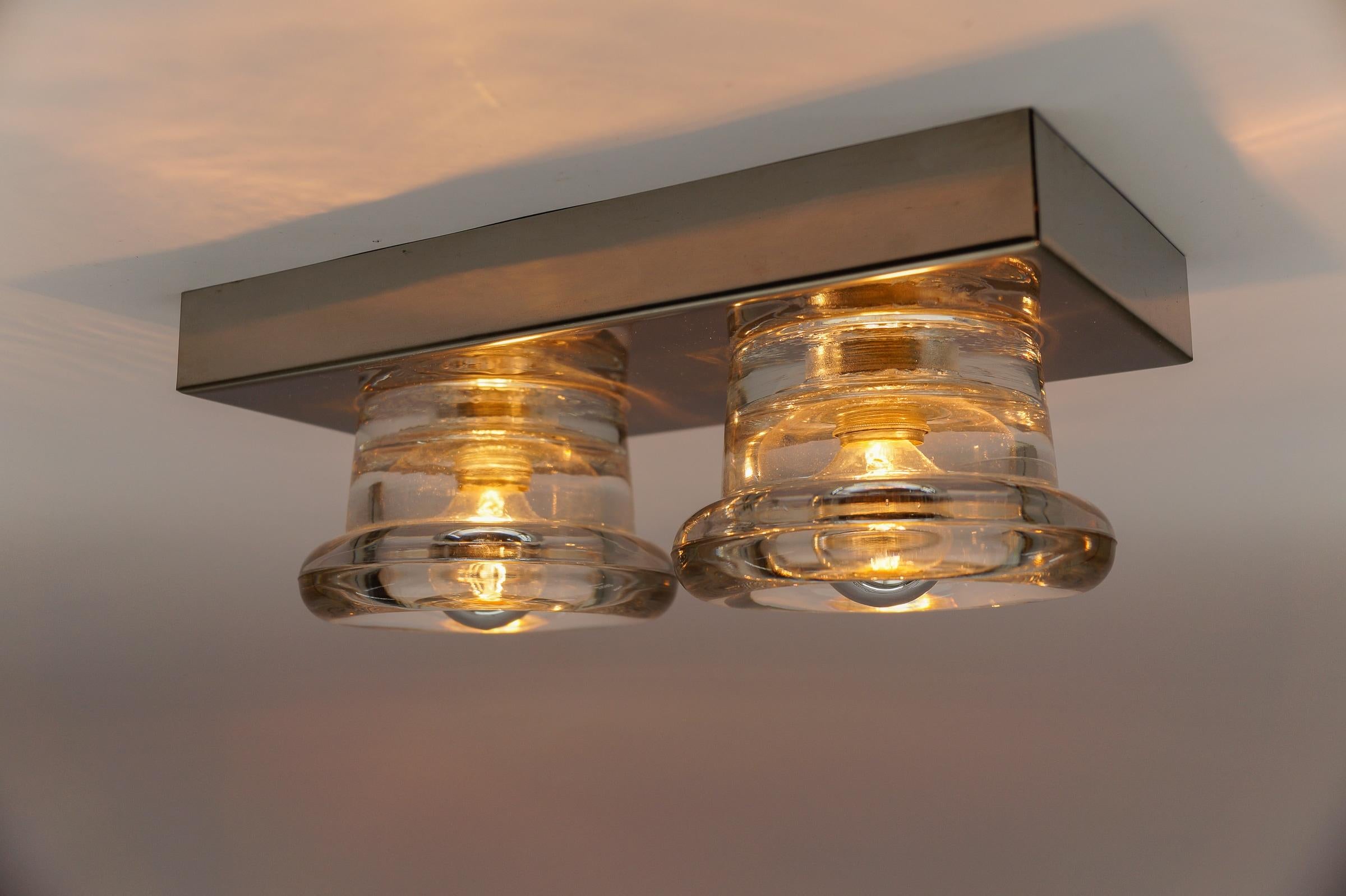 Lovely Double Glass Wall or Ceiling Light by Gebrüder Cosack, Germany 1960s For Sale 4