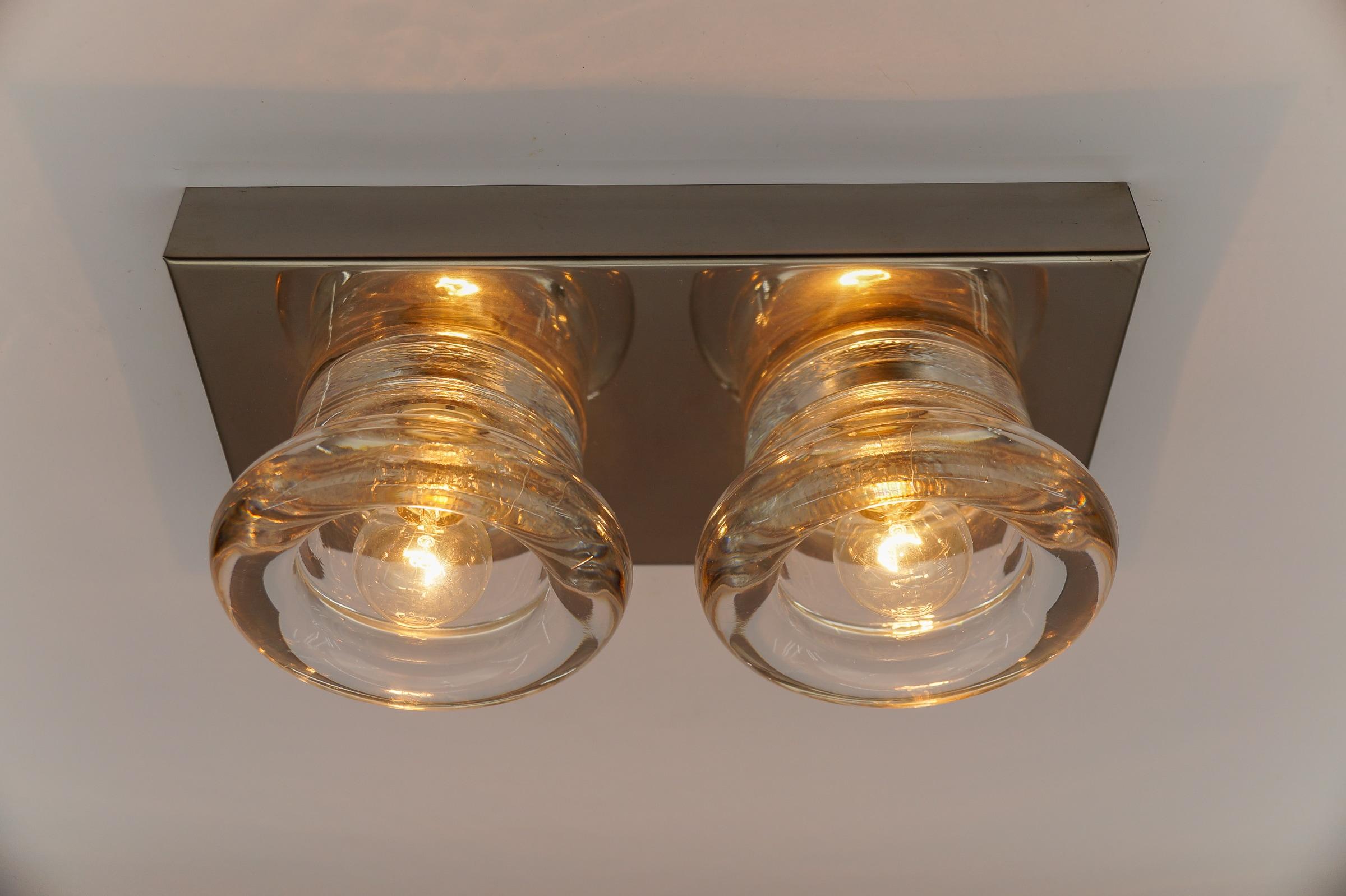 Lovely Double Glass Wall or Ceiling Light by Gebrüder Cosack, Germany 1960s For Sale 6