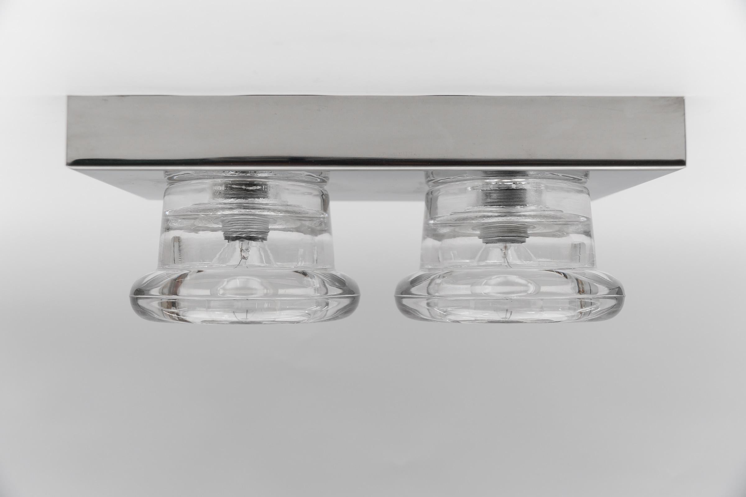 Mid-Century Modern Lovely Double Glass Wall or Ceiling Light by Gebrüder Cosack, Germany 1960s For Sale