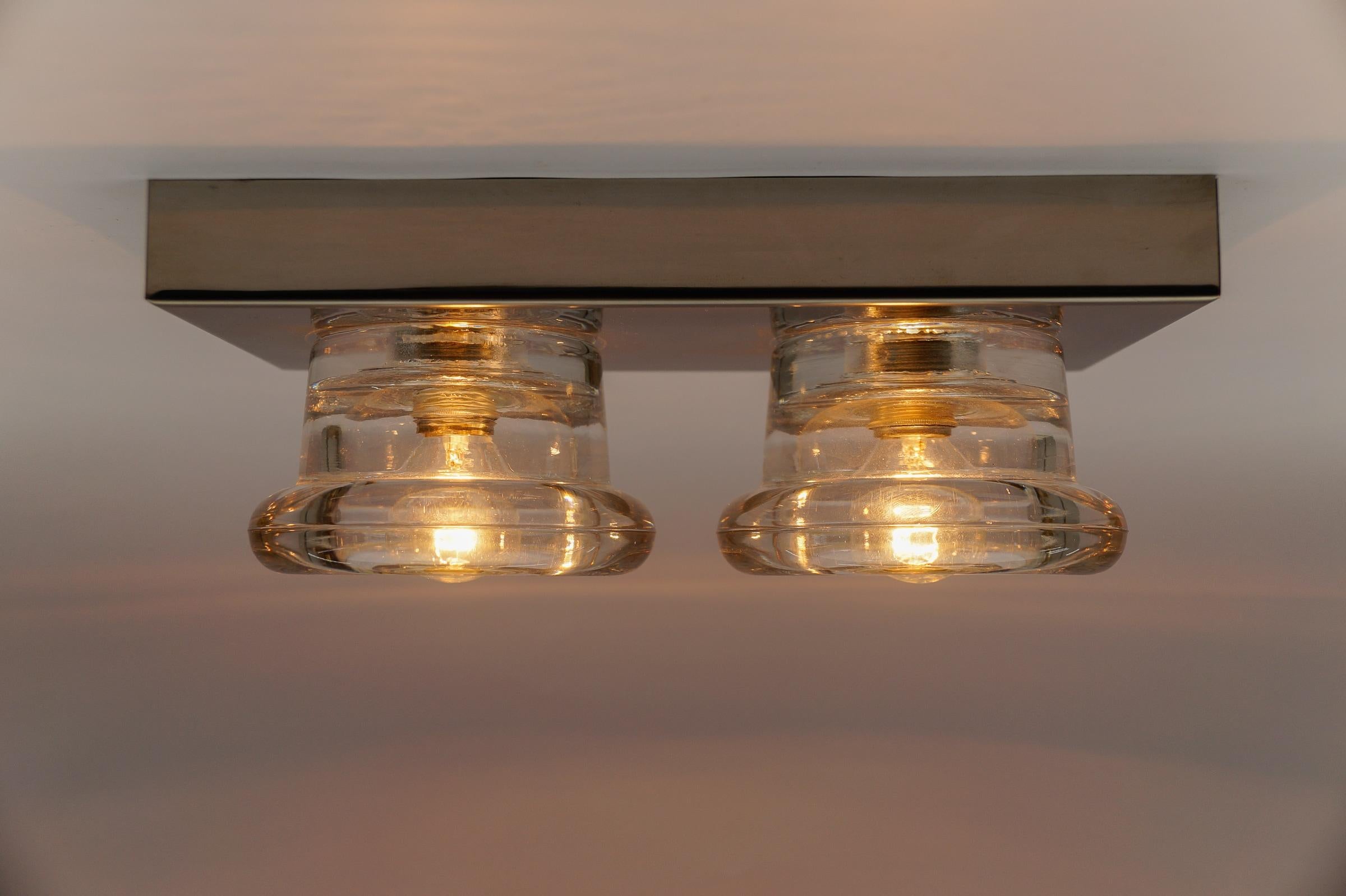 Lovely Double Glass Wall or Ceiling Light by Gebrüder Cosack, Germany 1960s In Good Condition For Sale In Nürnberg, Bayern
