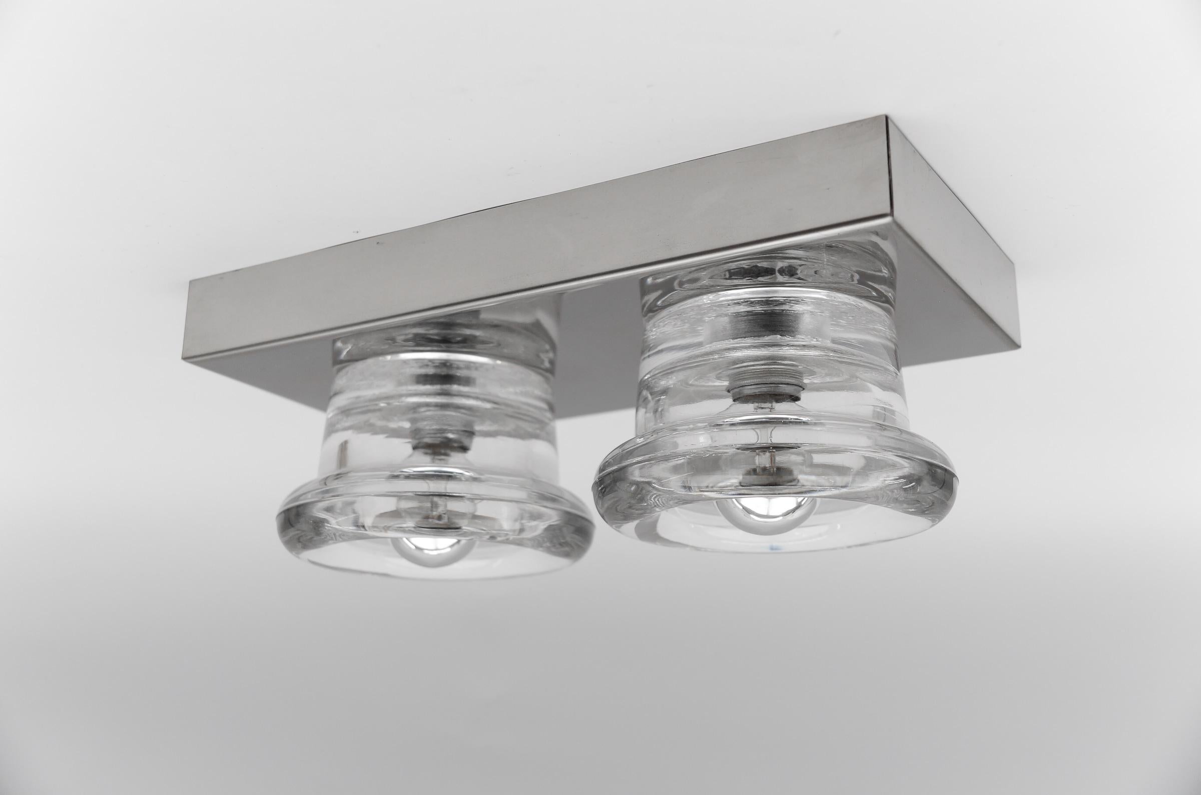 Mid-20th Century Lovely Double Glass Wall or Ceiling Light by Gebrüder Cosack, Germany 1960s For Sale
