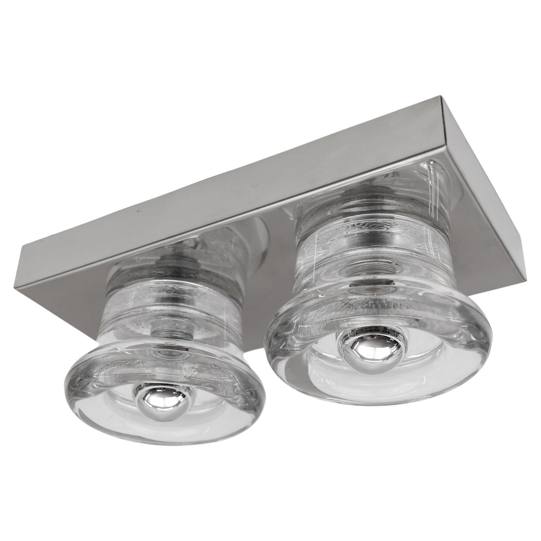 Lovely Double Glass Wall or Ceiling Light by Gebrüder Cosack, Germany 1960s