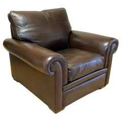 Ravissant fauteuil Duresta Garrick en cuir marron avec coussin de dossier rempli de plumes
