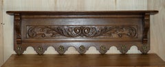 Lovely Dutch Heavily Carved Oak Coat Hat Scarf Wall Rack Hanger Romantic Hooks