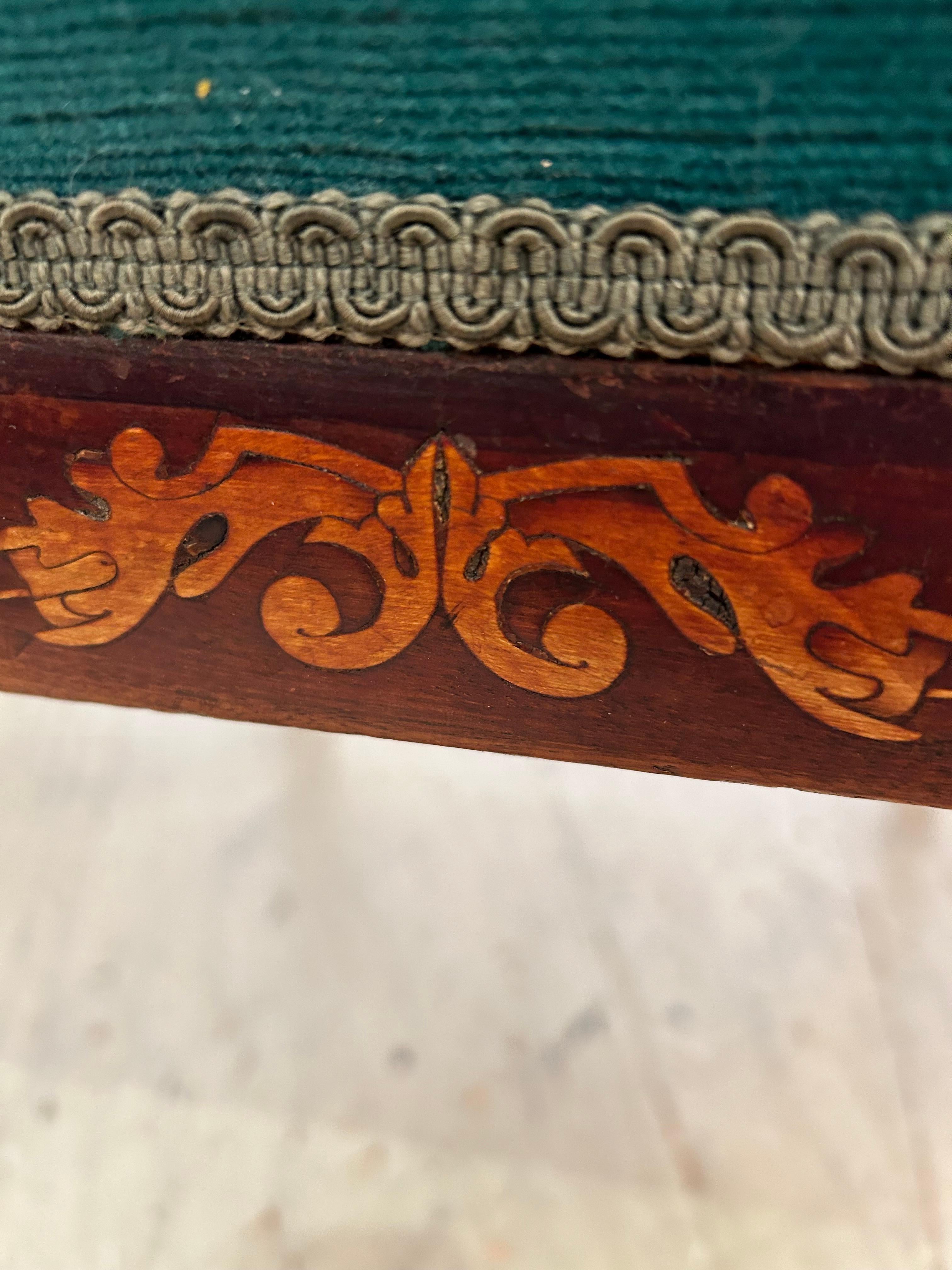 Lovely Dutch Marquetry Inlaid Armchair with Velvet Seat For Sale 8