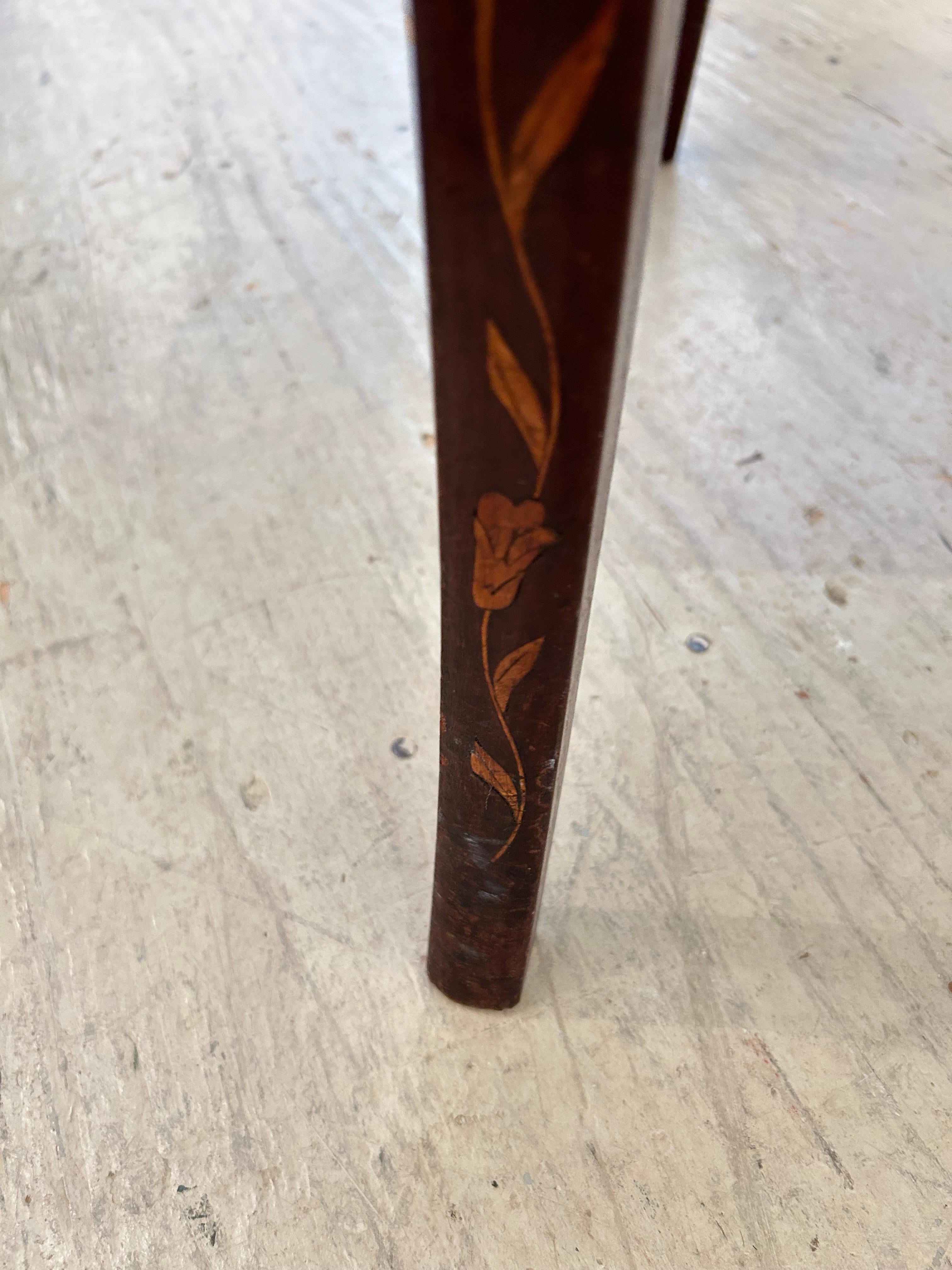 Lovely Dutch Marquetry Inlaid Armchair with Velvet Seat For Sale 11