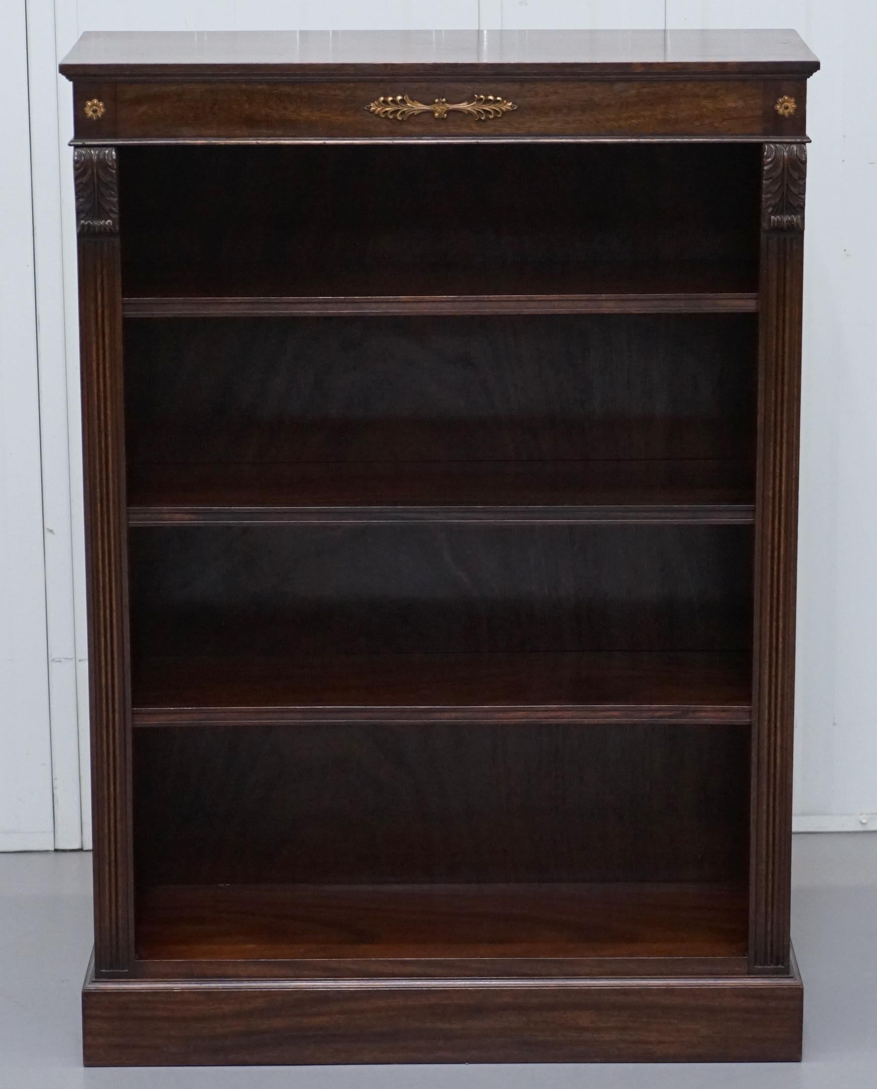 Modern Lovely Dwarf Open Bookcase in Mahogany with Gilt Bronzed Metal Fittings