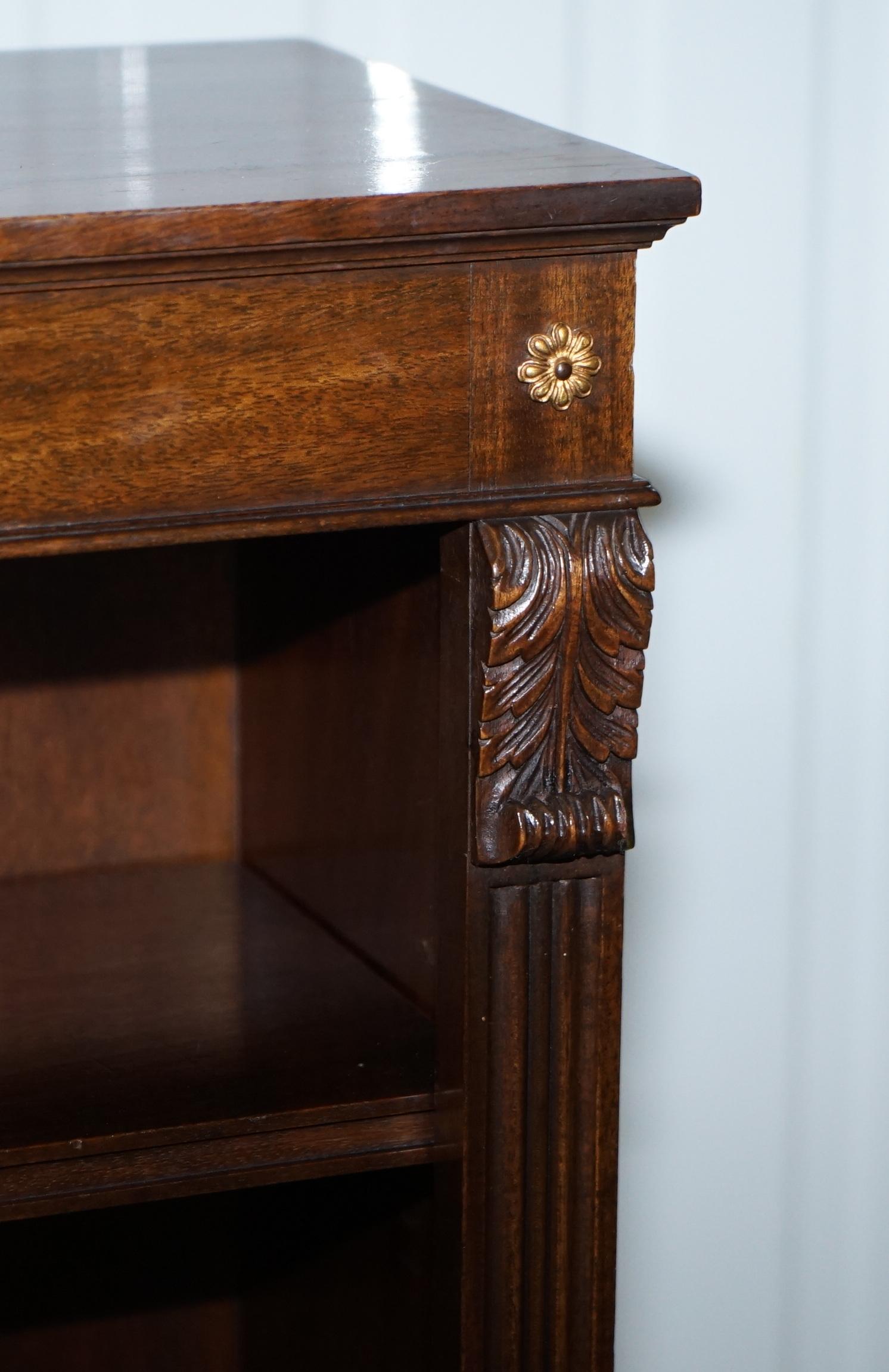 Hand-Crafted Lovely Dwarf Open Bookcase in Mahogany with Gilt Bronzed Metal Fittings