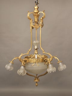 Lovely Early 20th Century Gilt Bronze Eight-Light Chandelier
