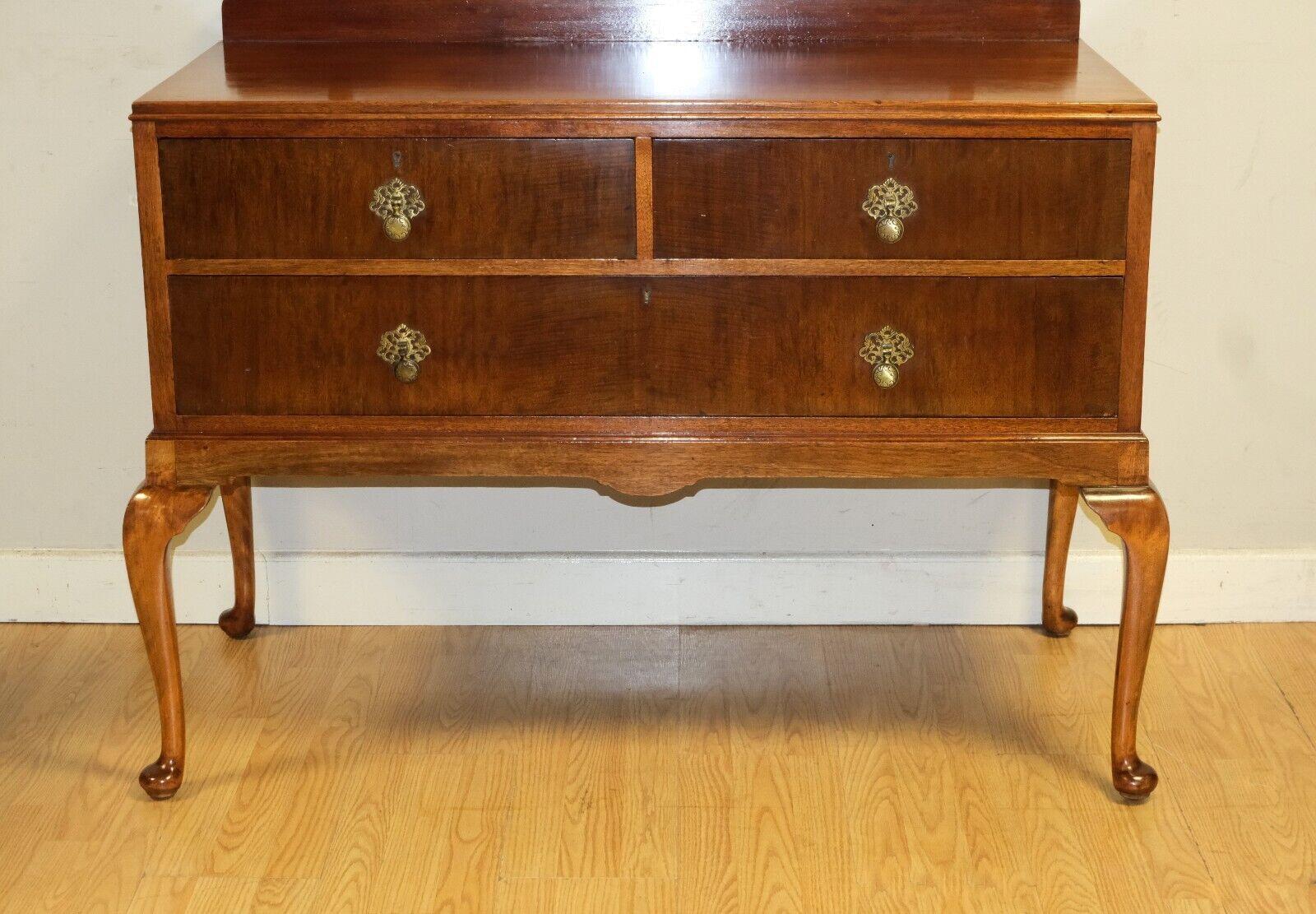 LOVELY EARLY 20TH CENTURY HARDWOOD DRESSiNG TABLE RAISED ON CABRIOLE LEGS For Sale 4