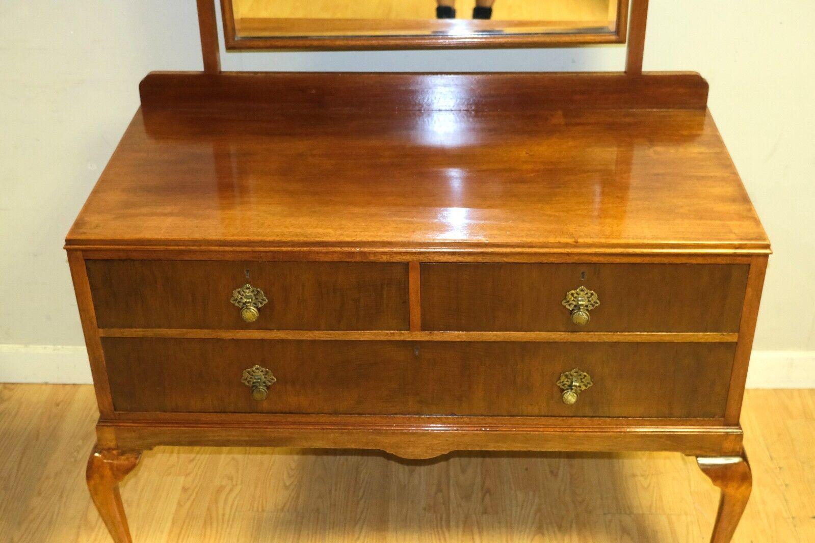 20th Century LOVELY EARLY 20TH CENTURY HARDWOOD DRESSiNG TABLE RAISED ON CABRIOLE LEGS For Sale