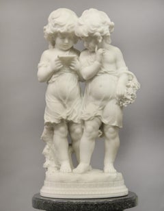 Preciosa escultura italiana de mármol de Carrara de principios del siglo XX, obra de Affortunato Gory