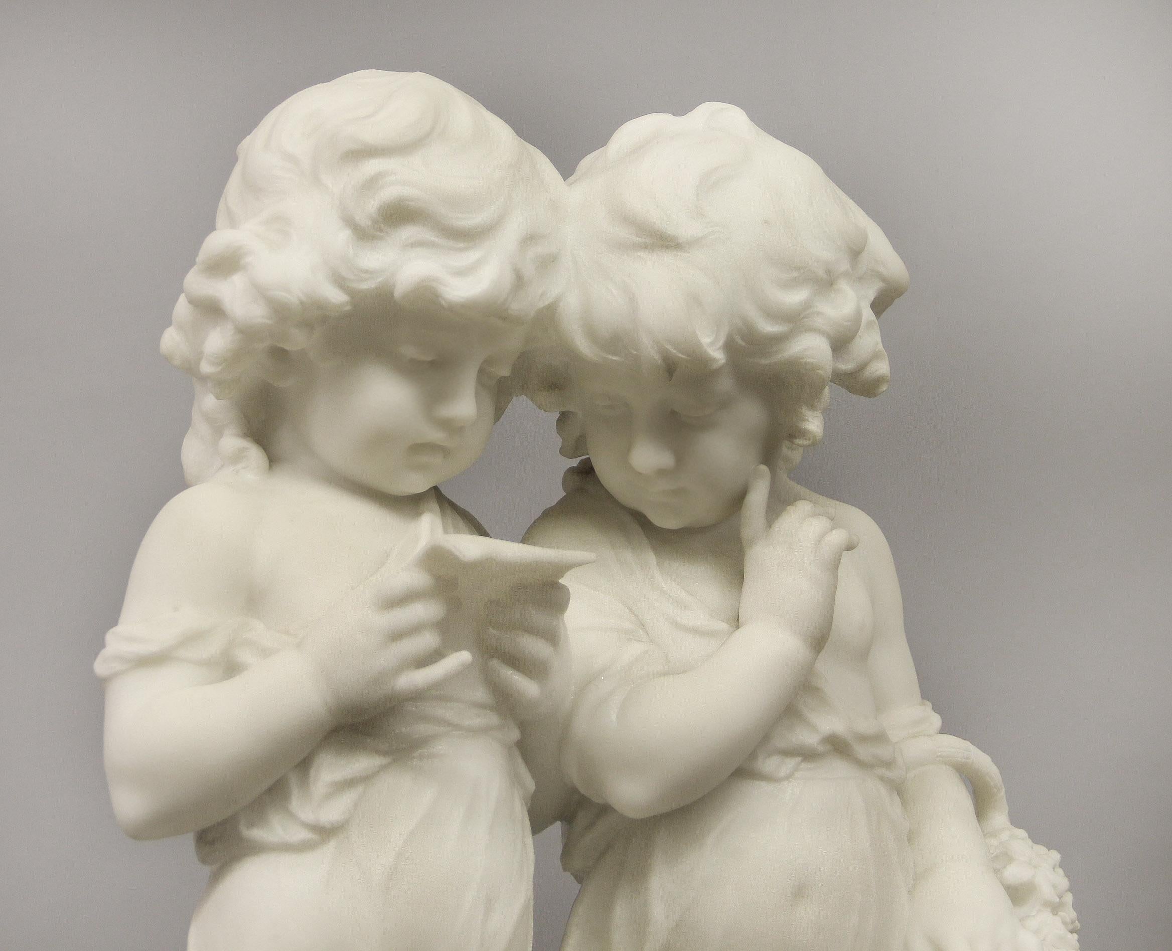 Schöne italienische Carrara-Marmor-Skulptur von Affortunato Gory aus dem frühen 20. Jahrhundert (Belle Époque) im Angebot
