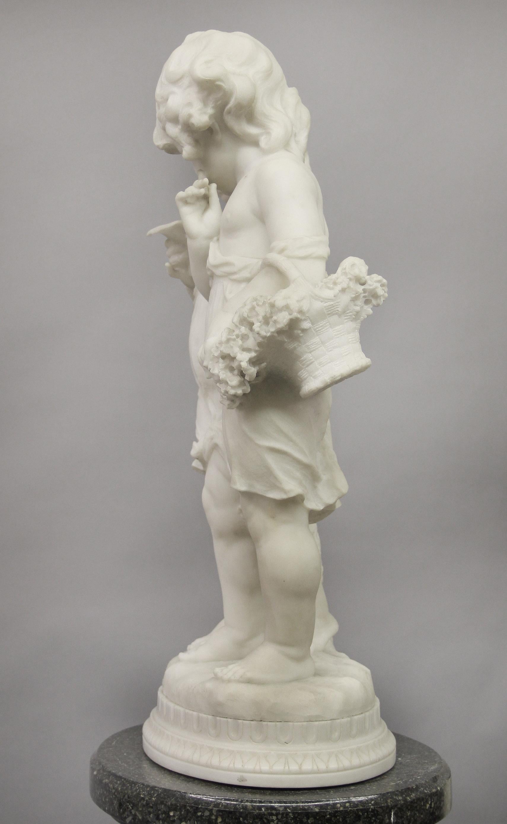 Lovely Early 20th Century Italian Carrara Marble Sculpture by Affortunato Gory In Good Condition For Sale In New York, NY