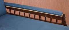 Lovely Early Victorian Carved Hardwood Chaise Lounge Regency Blue Upholstery
