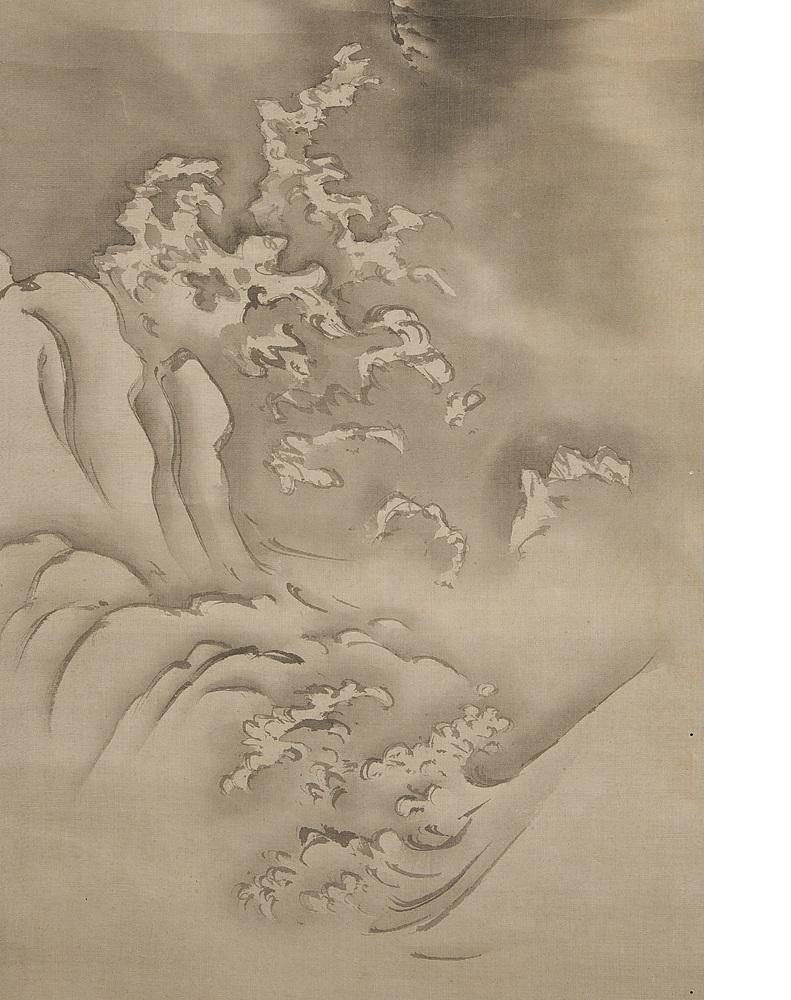 Lovely Edo Period Scroll Paintings Japan Artist Saeki Kishi Ganku Dragon Clouds For Sale 1