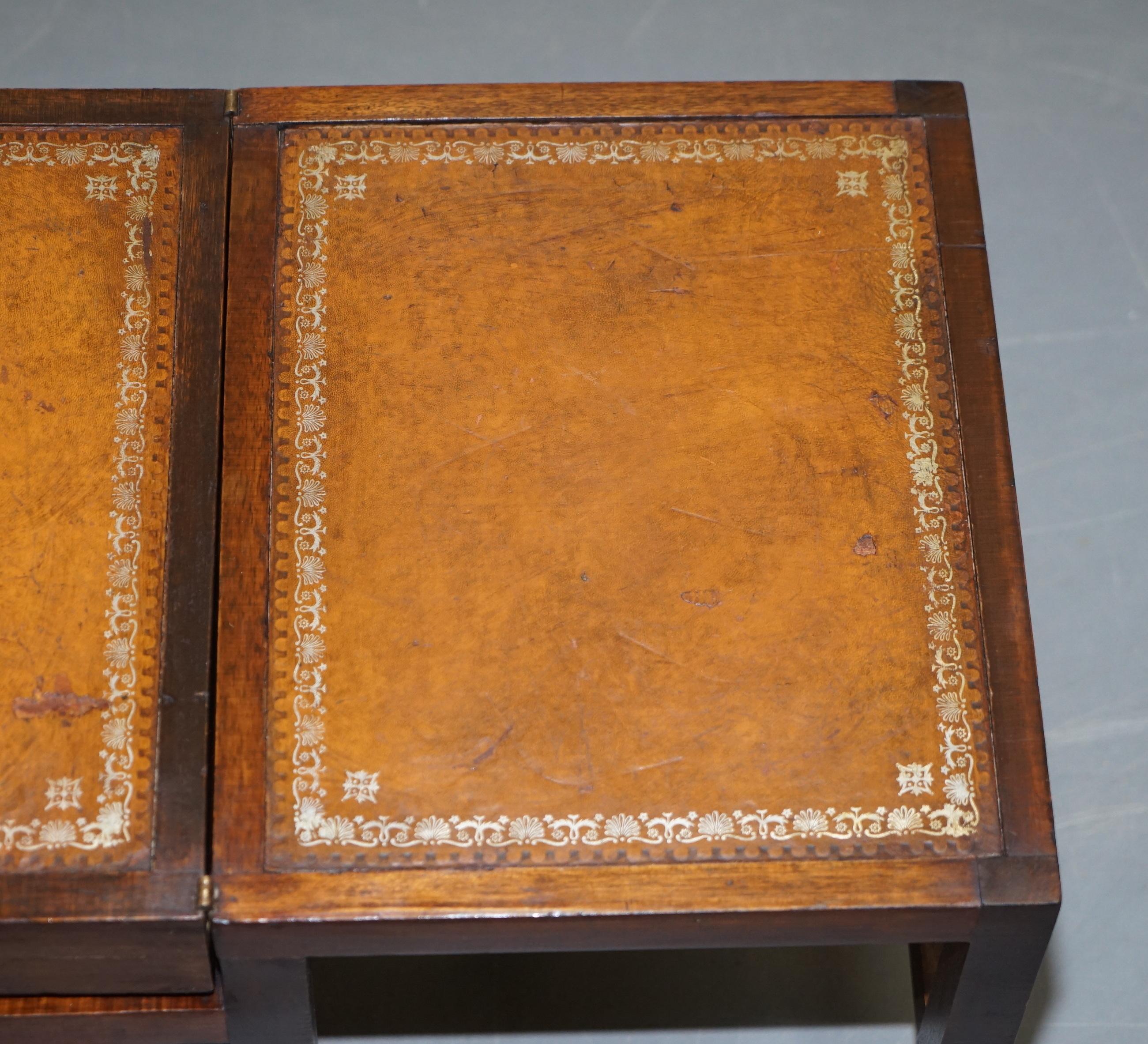 Lovely Edwardian Brown Leather Metamorphic Library Ladder Steps Coffee Table 9
