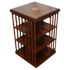 Lovely Edwardian Inlaid Three Tier Revolving Bookcase