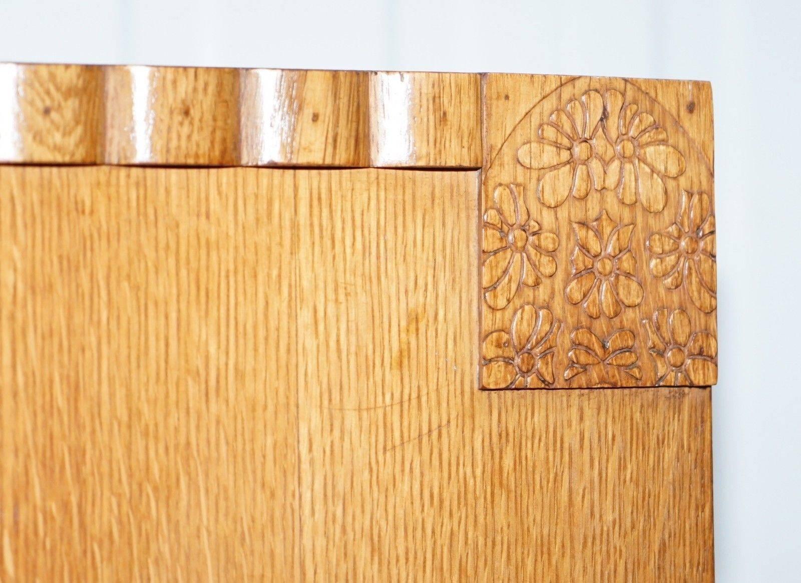 20th Century Lovely Edwardian Satin Oak Hand-Carved Wood Medium Sized Wardrobe Floral Carved