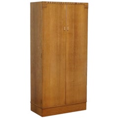 Vintage Lovely Edwardian Satin Oak Hand-Carved Wood Medium Sized Wardrobe Floral Carved