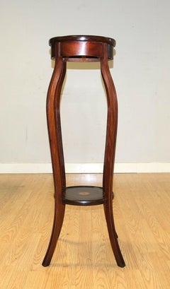 Lovely Edwardian Sheraton Revival Hardwood Inlaid Plant Stand Two Tiers