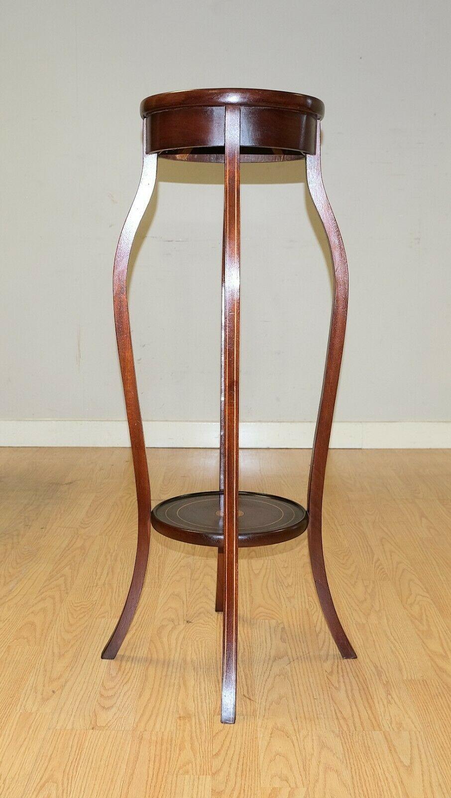 Lovely Edwardian Sheraton Revival Hardwood Inlaid Plant Stand Two Tiers 2