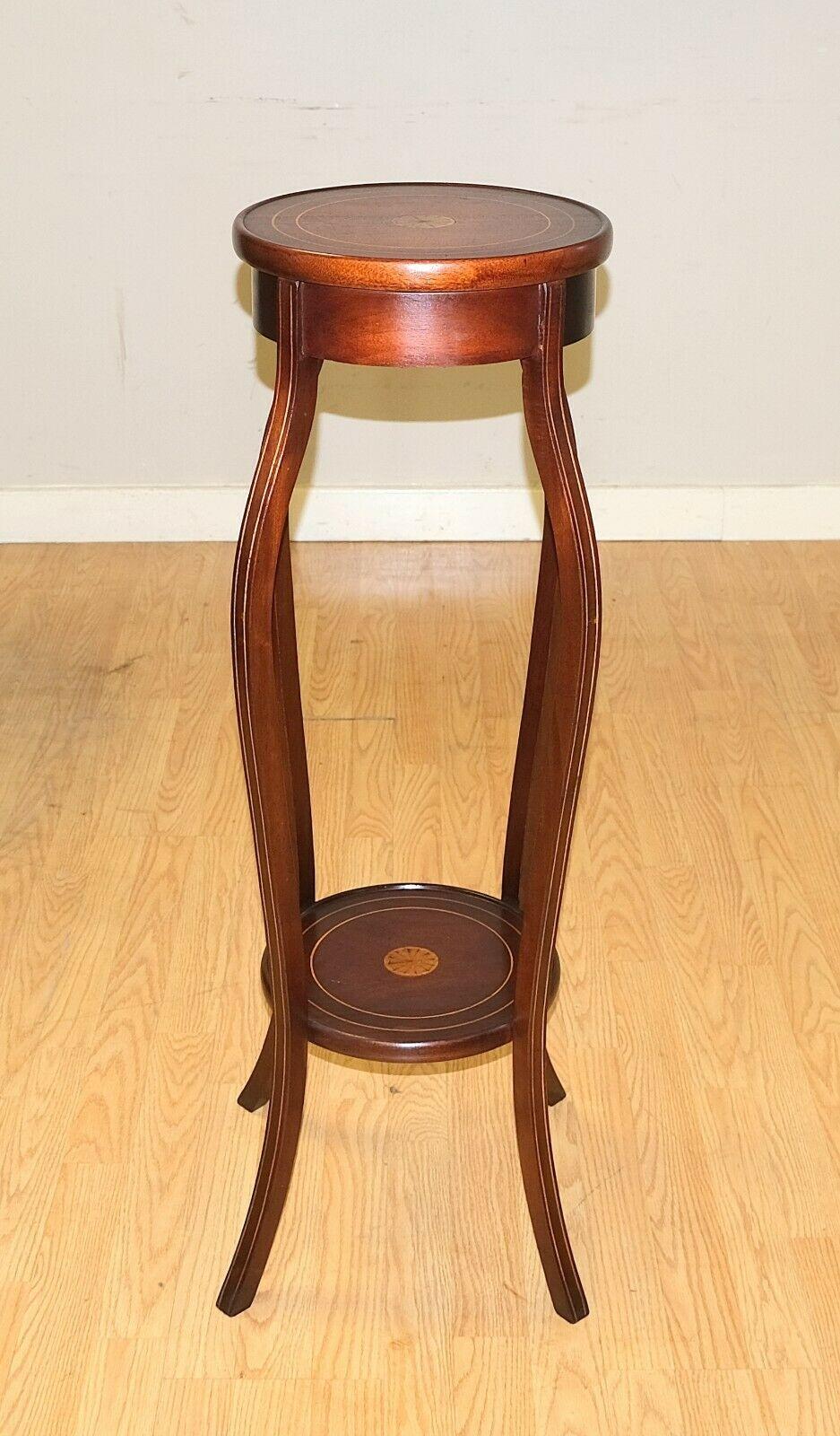 Lovely Edwardian Sheraton Revival Hardwood Inlaid Plant Stand Two Tiers 3