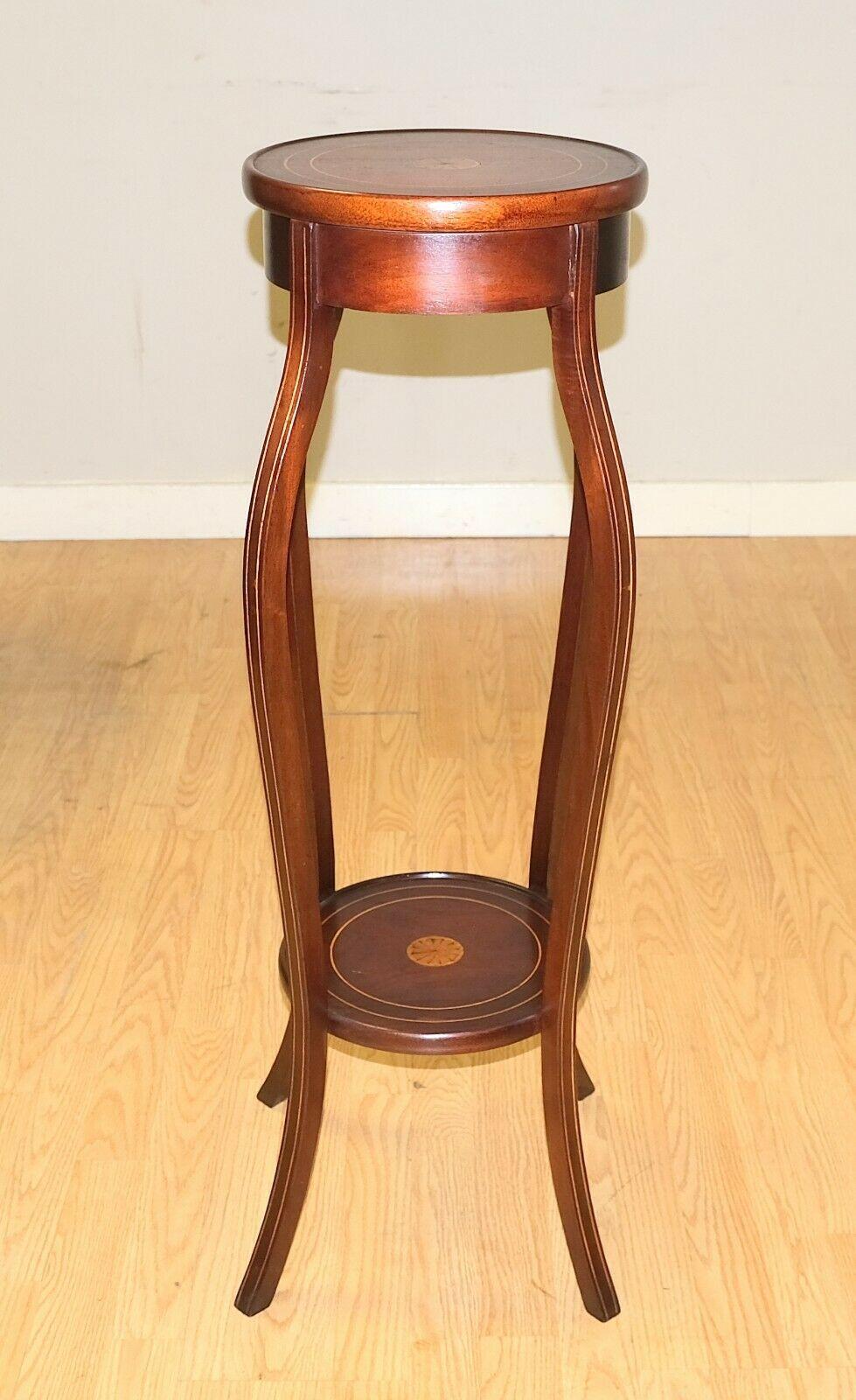 Lovely Edwardian Sheraton Revival Hardwood Inlaid Plant Stand Two Tiers 4