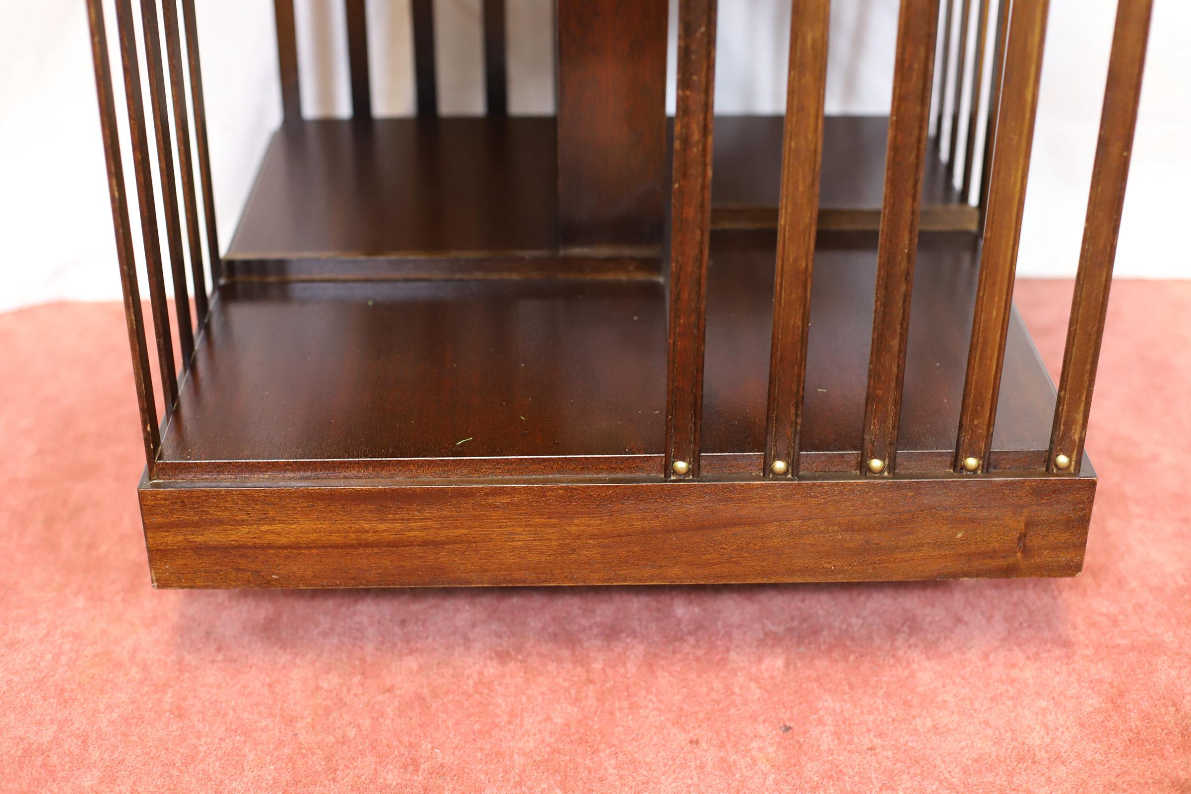 Lovely Edwardian Walnut Inlaid Revolving Bookcase For Sale 8