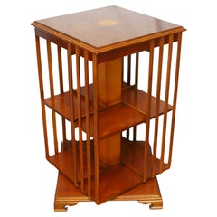 Lovely Edwardian Yew Wood Revolving Bookcase