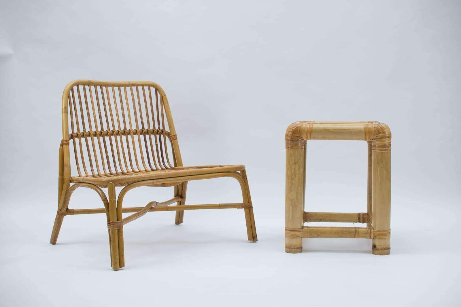 Ravissants et élégants fauteuils italiens en bambou et rotin, années 1950, lot de 2 Bon état - En vente à Nürnberg, Bayern