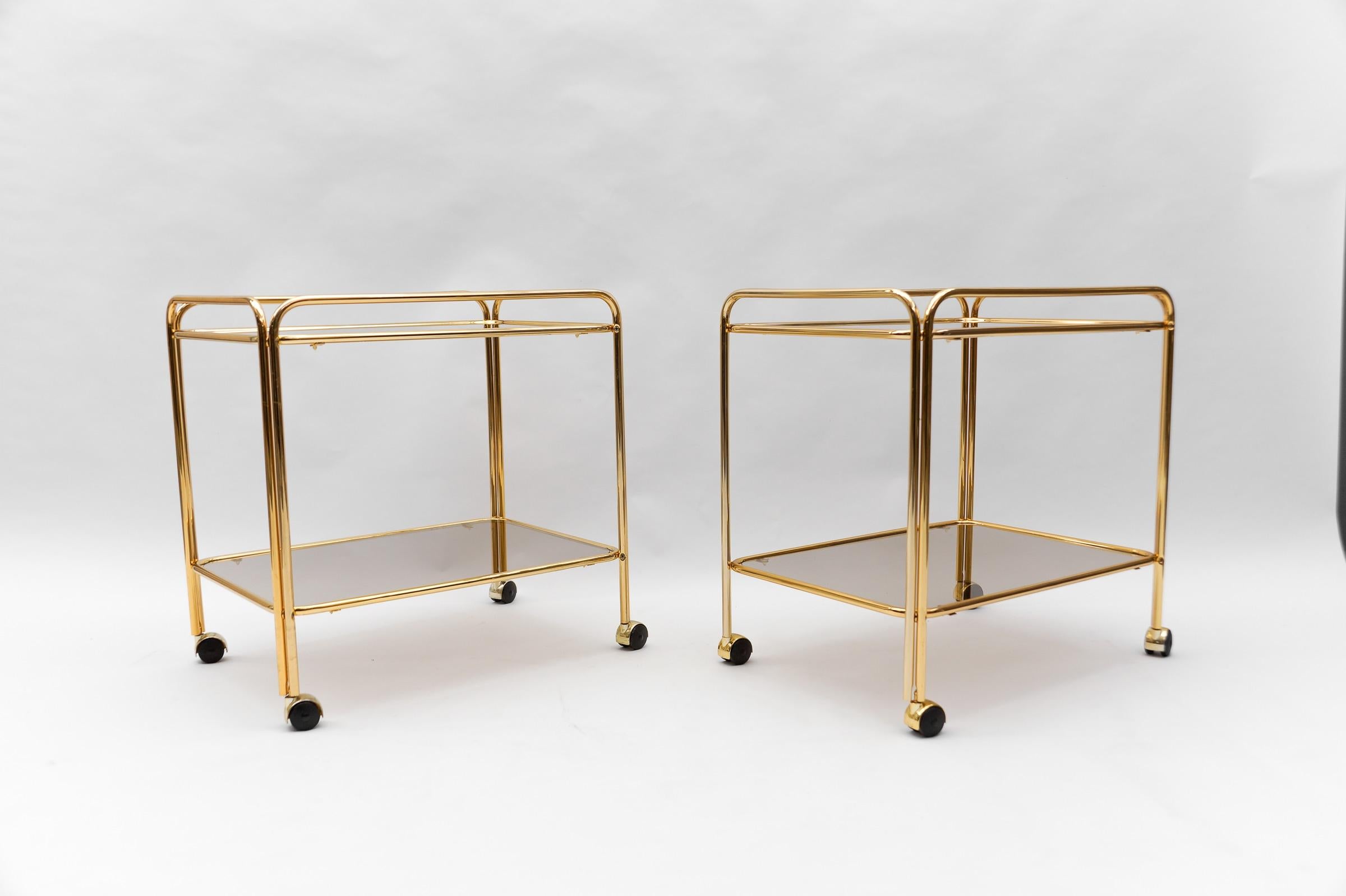  Lovely Elegant Mid-Century Modern Brass Bar Cart, 1960s, France In Good Condition For Sale In Nürnberg, Bayern