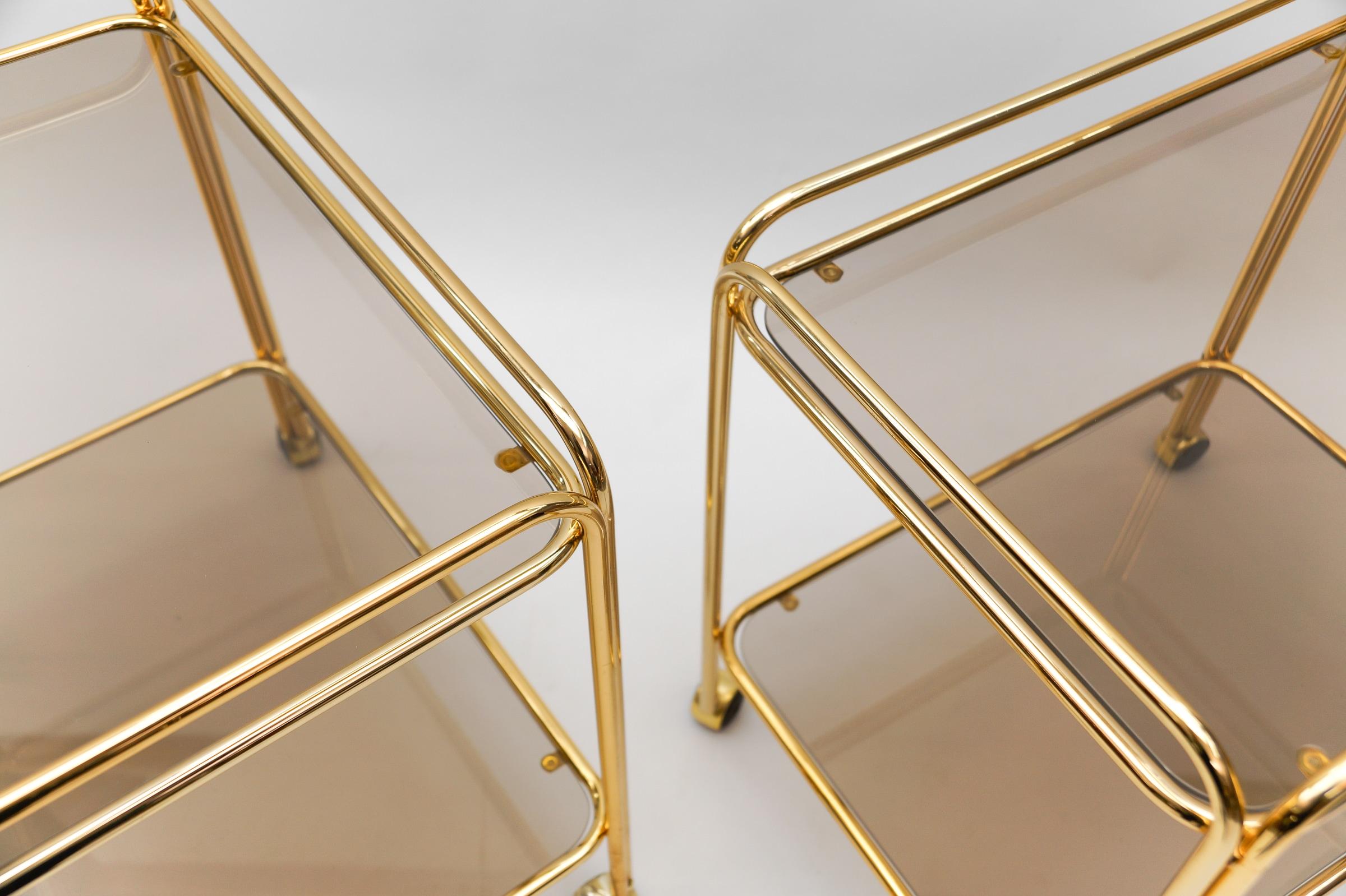 Mid-20th Century  Lovely Elegant Mid-Century Modern Brass Bar Cart, 1960s, France For Sale