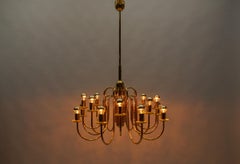 Lovely Elegant Mid-Century Modern Brass Chandelier Lamp, Italy 1970s