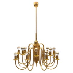Lovely Elegant Mid-Century Modern Brass Chandelier Lamp, Italy 1970s